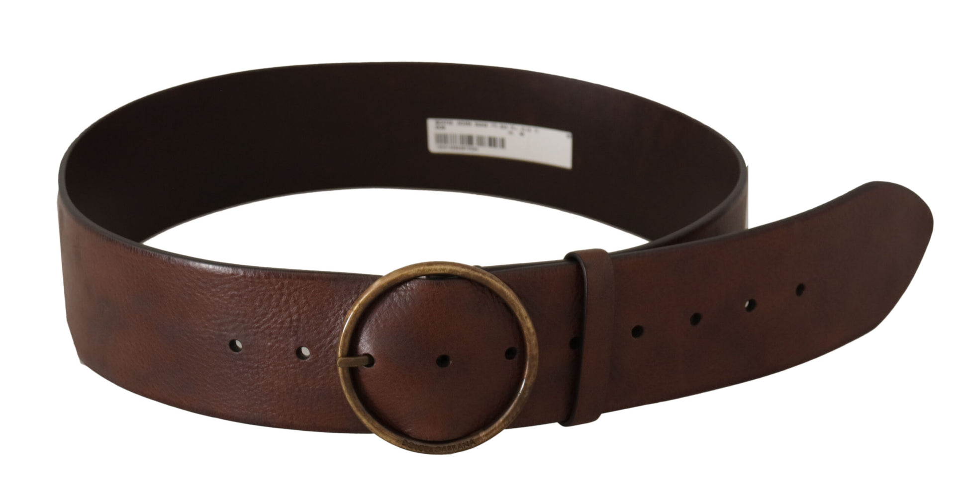 Dolce & Gabbana Dark Brown Wide Waist Leather Metal Round Buckle Belt Dolce & Gabbana