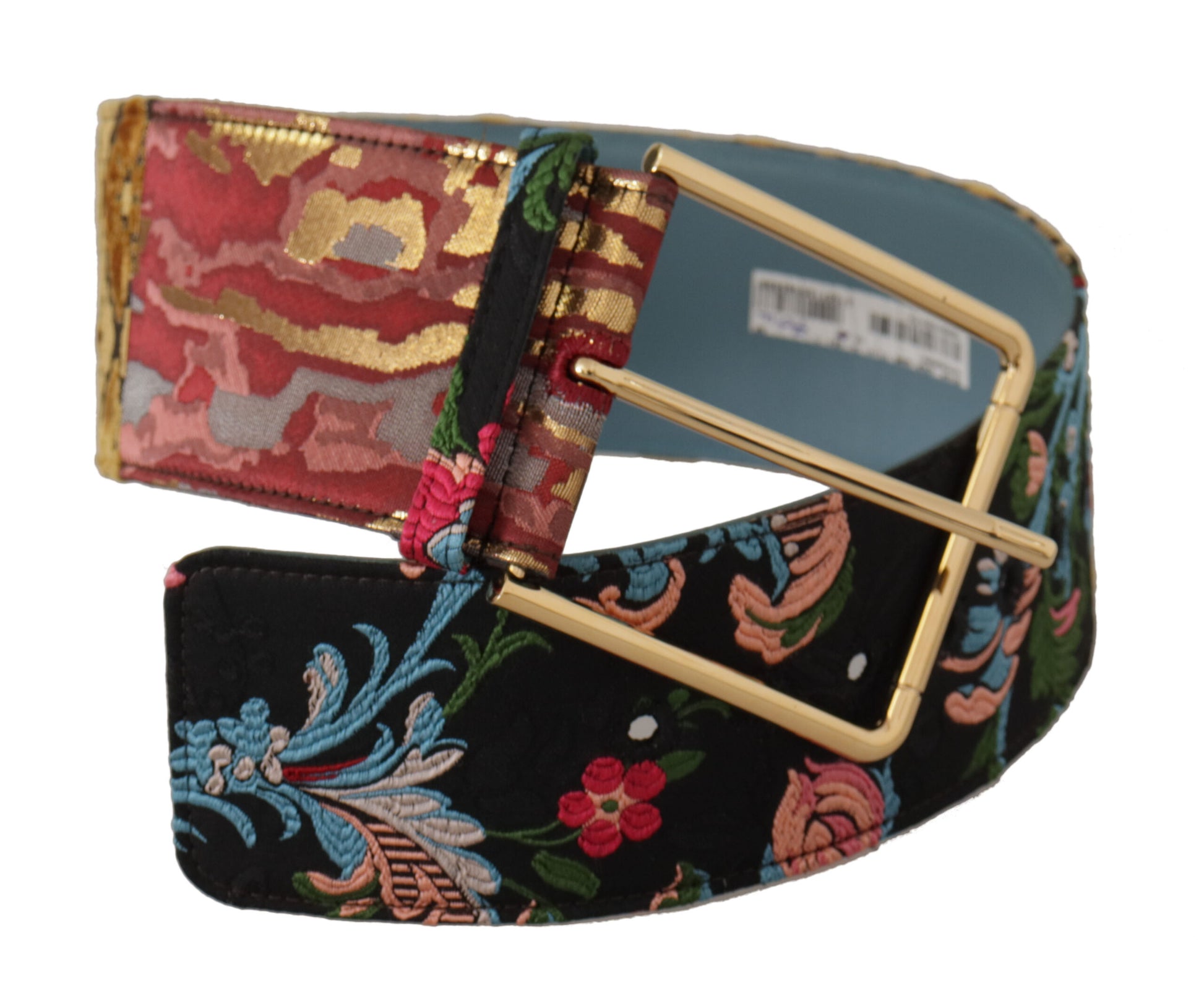 Dolce & Gabbana Multicolor Embroidered Leather Gold Metal Buckle Belt Dolce & Gabbana
