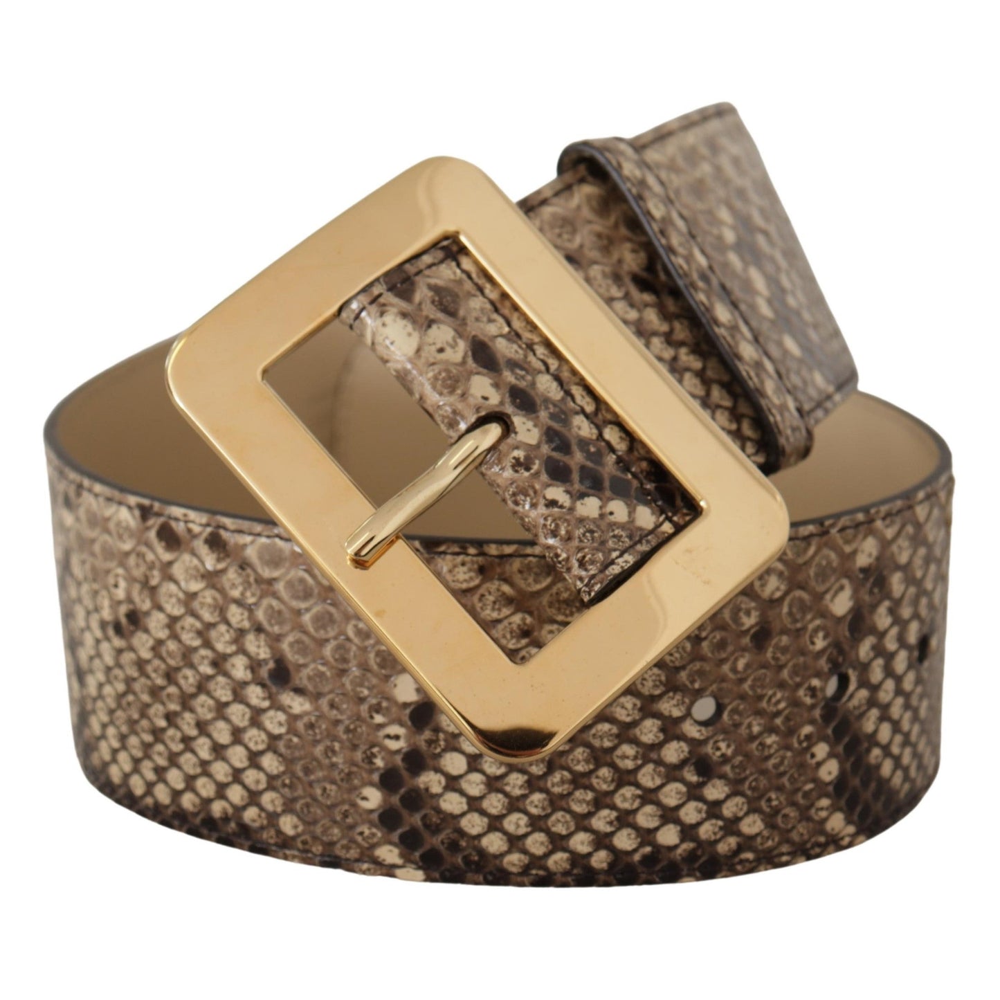 Dolce & Gabbana Brown Exotic Wide Waist Leather Gold Metal Buckle Belt Dolce & Gabbana