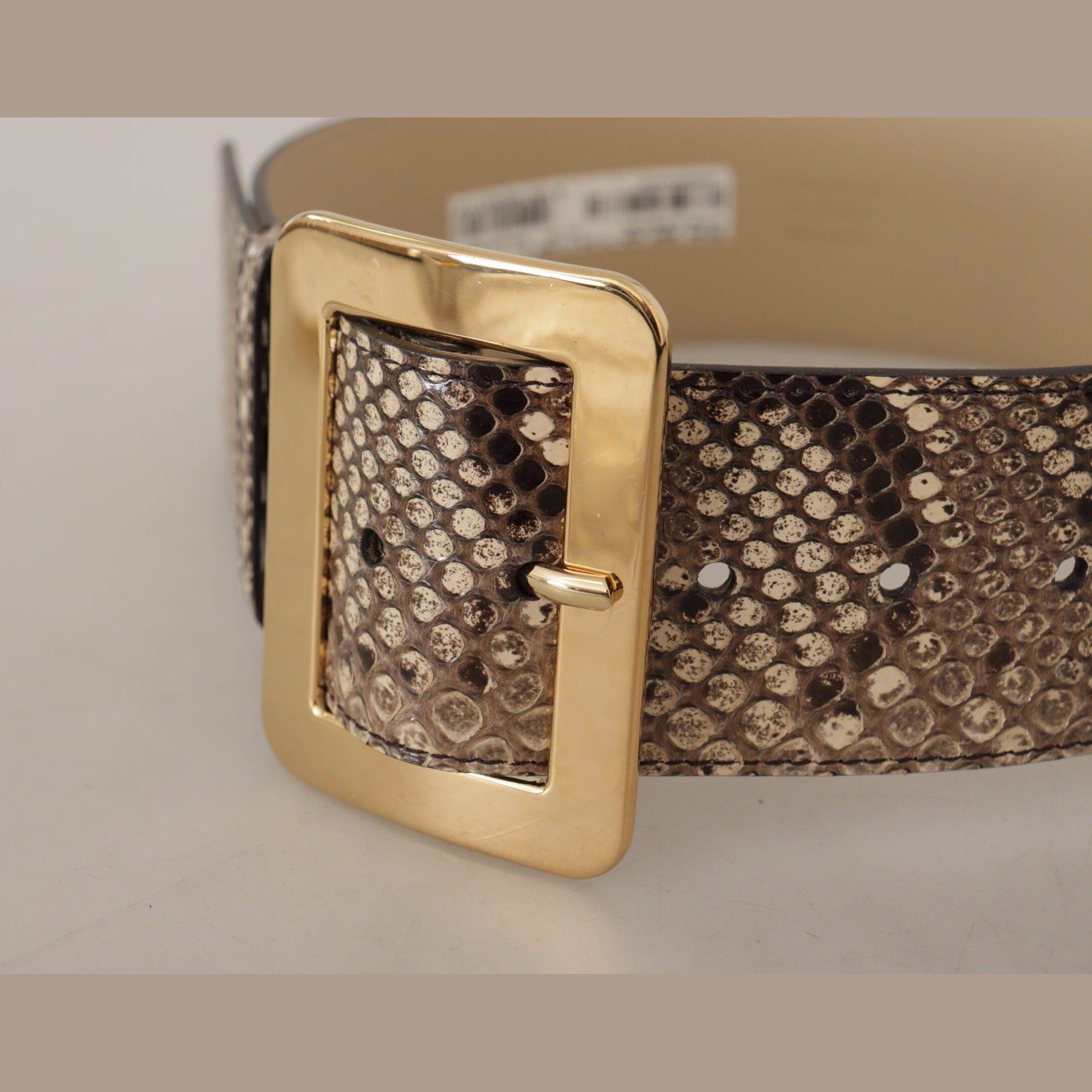 Dolce & Gabbana Brown Exotic Wide Waist Leather Gold Metal Buckle Belt Dolce & Gabbana