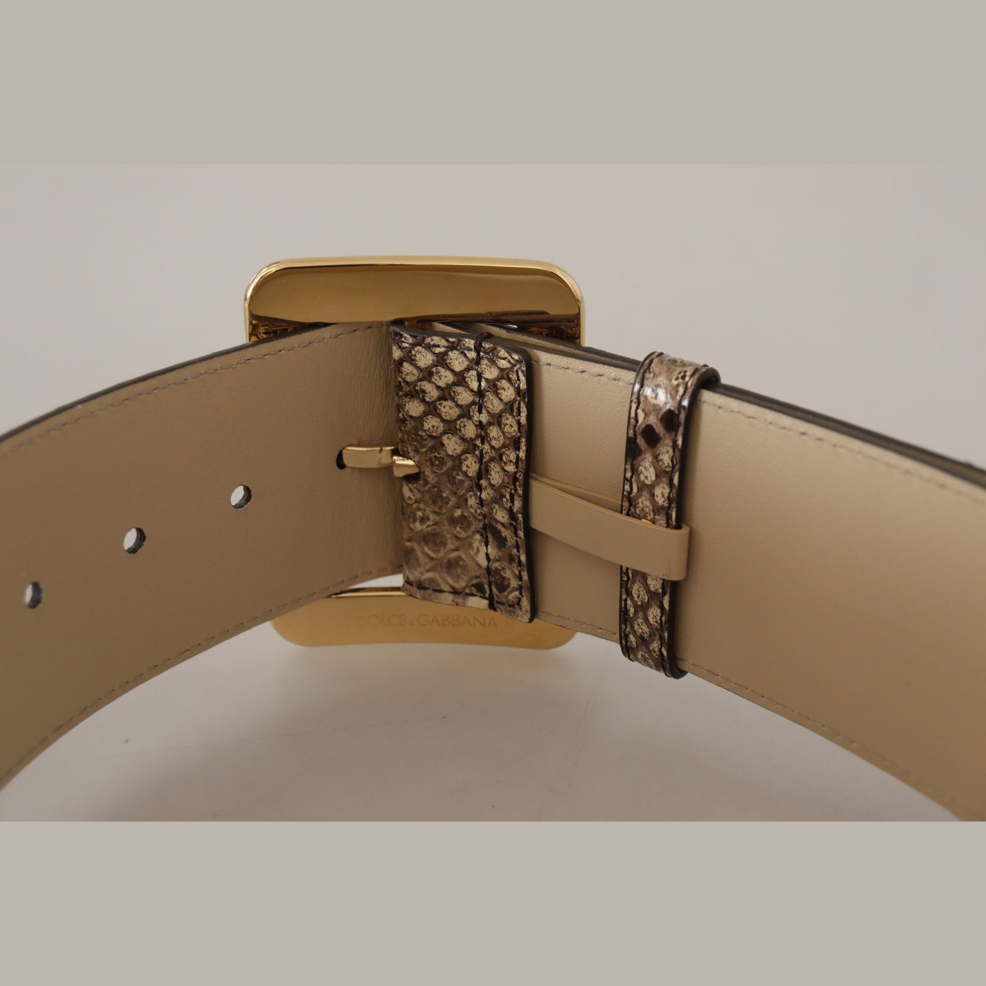 Dolce & Gabbana Brown Exotic Wide Waist Leather Gold Metal Buckle Belt Dolce & Gabbana