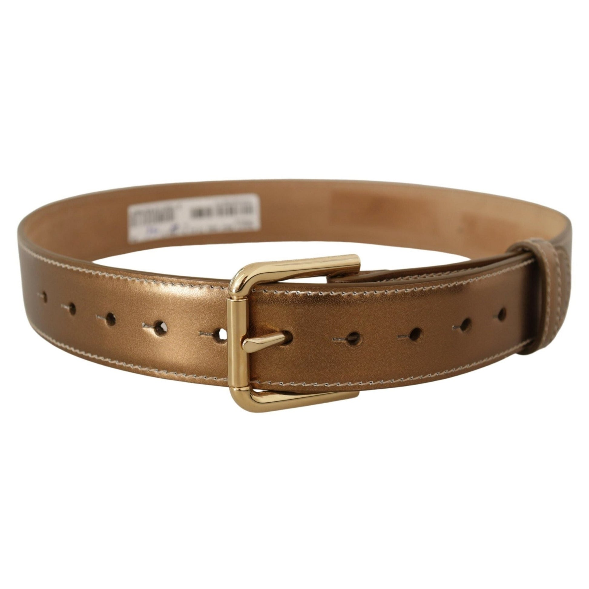 Dolce & Gabbana Bronze Calf Leather Gold Logo Waist Buckle Belt Dolce & Gabbana