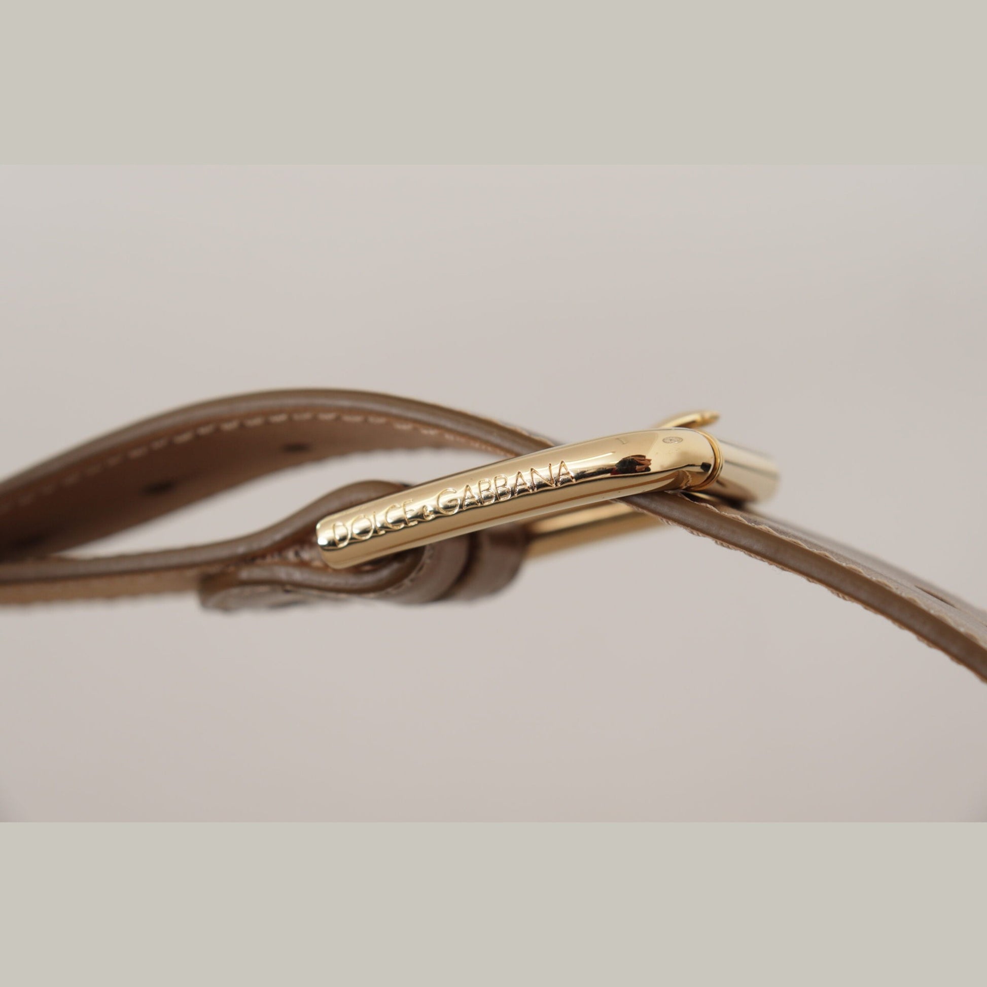 Dolce & Gabbana Bronze Calf Leather Gold Logo Waist Buckle Belt Dolce & Gabbana