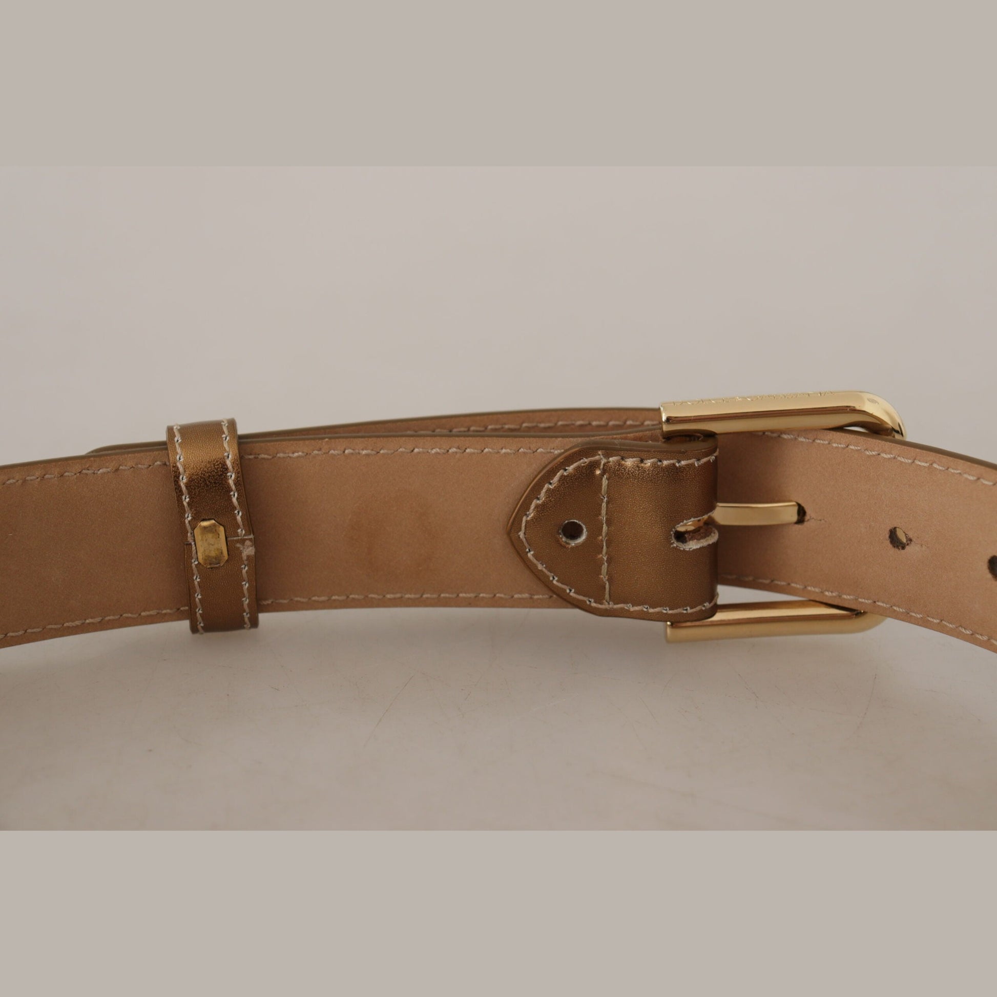 Dolce & Gabbana Bronze Calf Leather Gold Logo Waist Buckle Belt Dolce & Gabbana