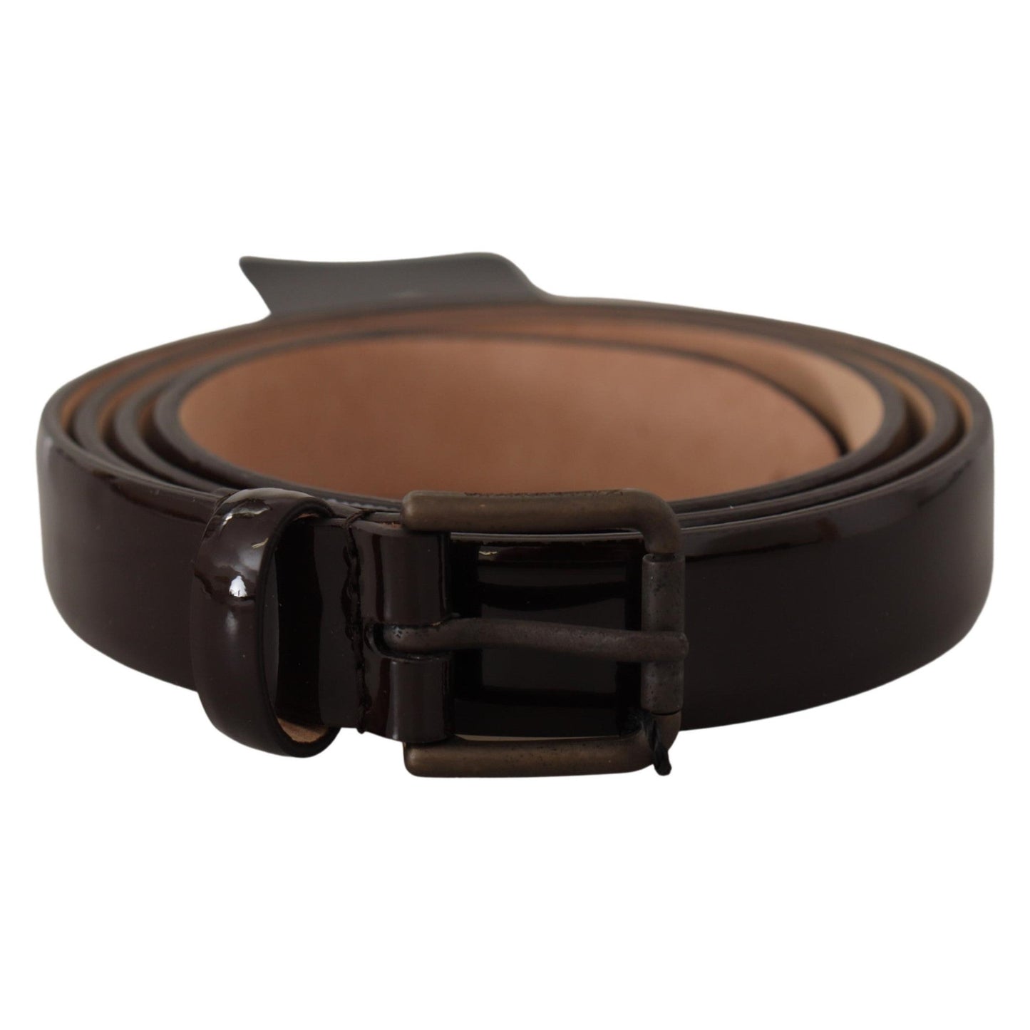 Dolce & Gabbana Black Patent Leather Logo Metal Waist Buckle Belt