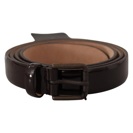 Dolce & Gabbana Black Patent Leather Logo Metal Waist Buckle Belt