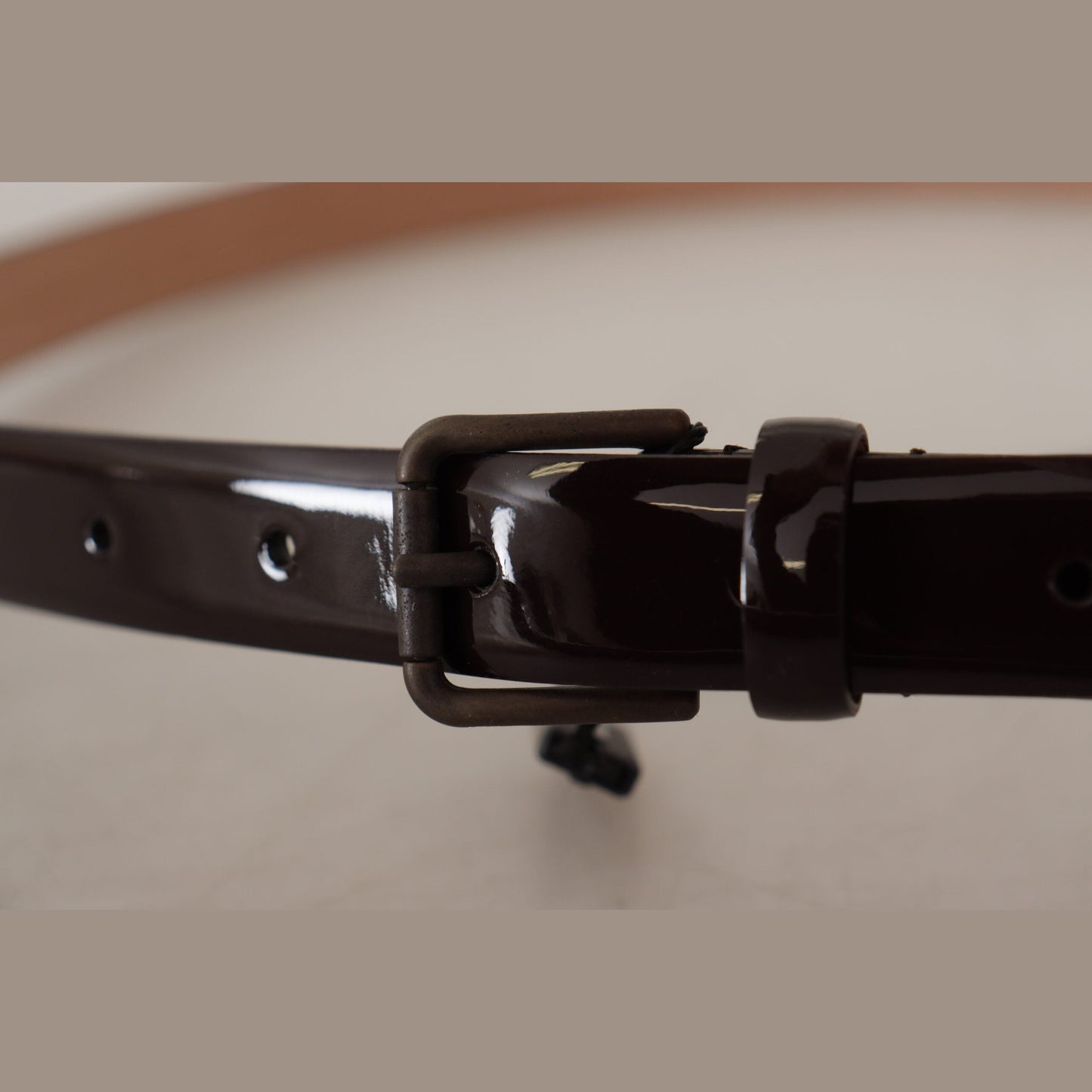 Dolce & Gabbana Black Patent Leather Logo Metal Waist Buckle Belt