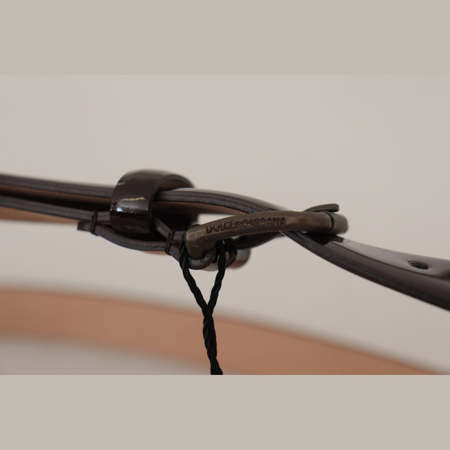 Dolce & Gabbana Black Patent Leather Logo Metal Waist Buckle Belt