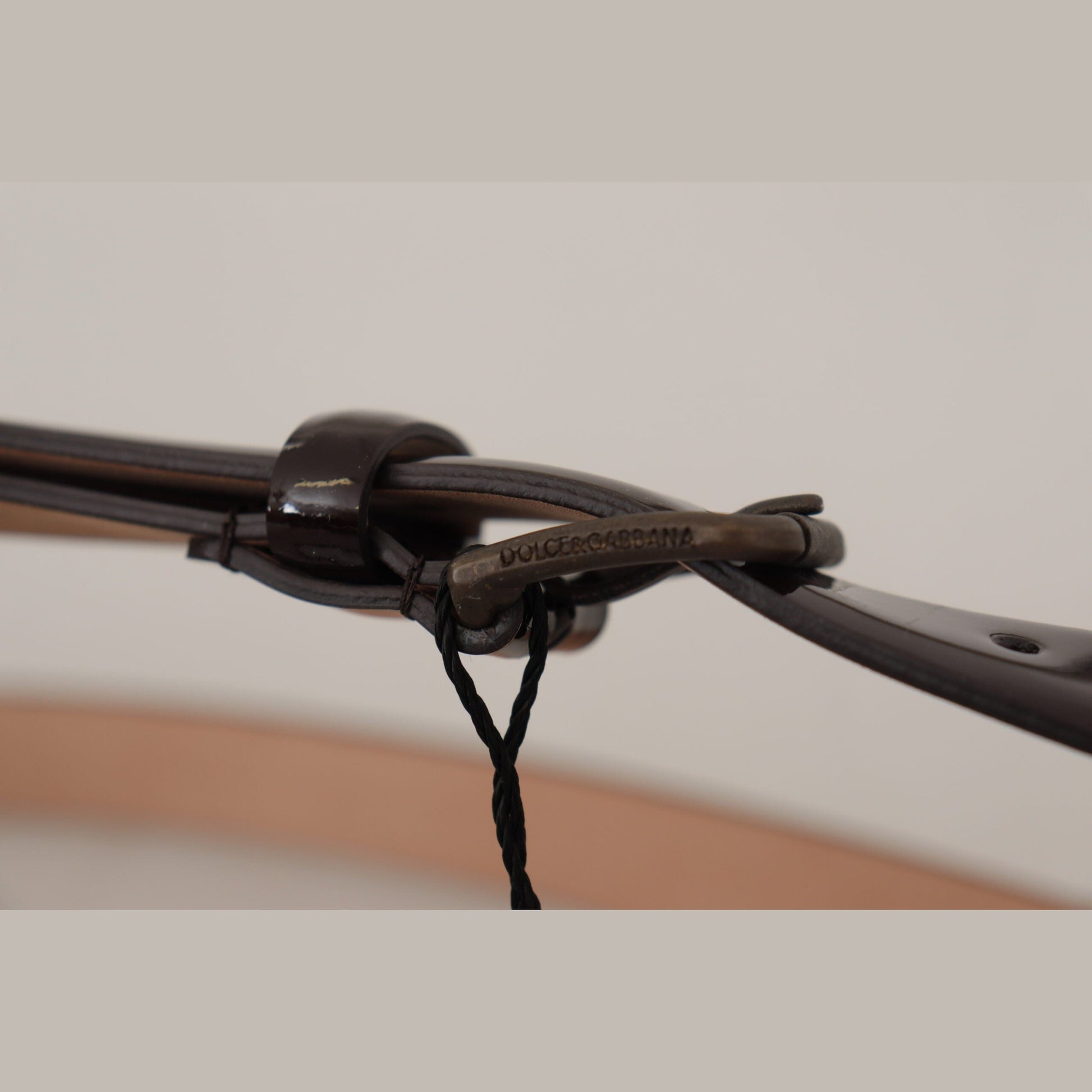 Dolce & Gabbana Black Patent Leather Logo Metal Waist Buckle Belt