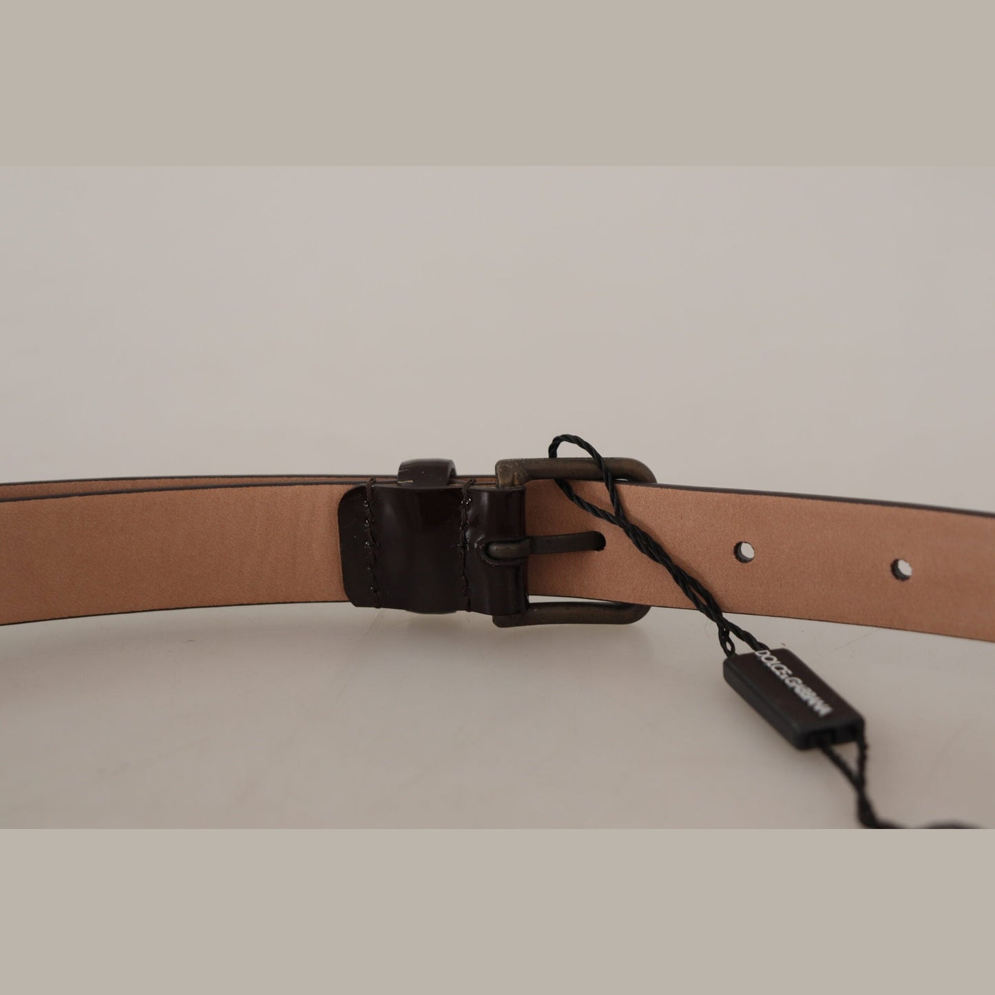 Dolce & Gabbana Black Patent Leather Logo Metal Waist Buckle Belt