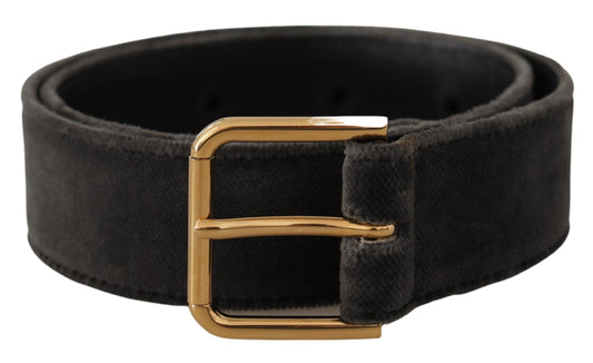 Dolce & Gabbana Brown Velvet Gold Tone Logo Metal Waist Buckle Belt Dolce & Gabbana