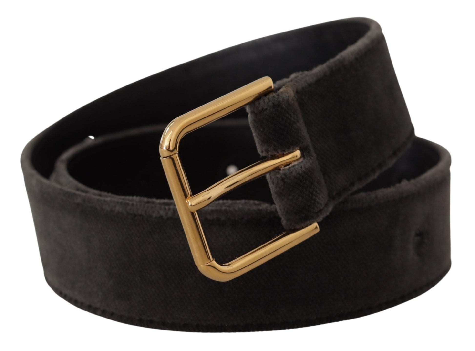 Dolce & Gabbana Brown Velvet Gold Tone Logo Metal Waist Buckle Belt Dolce & Gabbana
