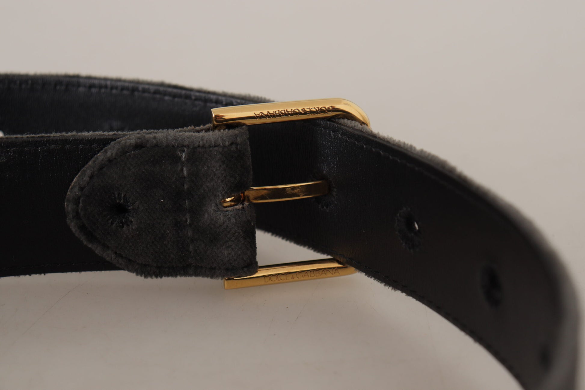 Dolce & Gabbana Brown Velvet Gold Tone Logo Metal Waist Buckle Belt Dolce & Gabbana