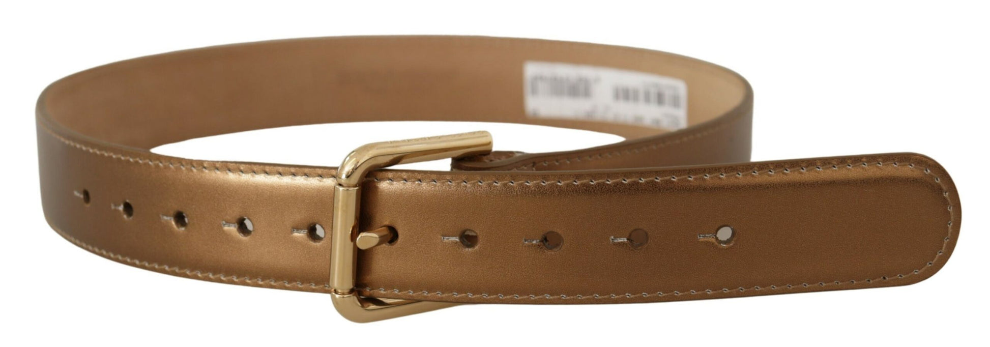 Dolce & Gabbana Bronze Leather Gold Logo Engraved Waist Buckle Belt Dolce & Gabbana