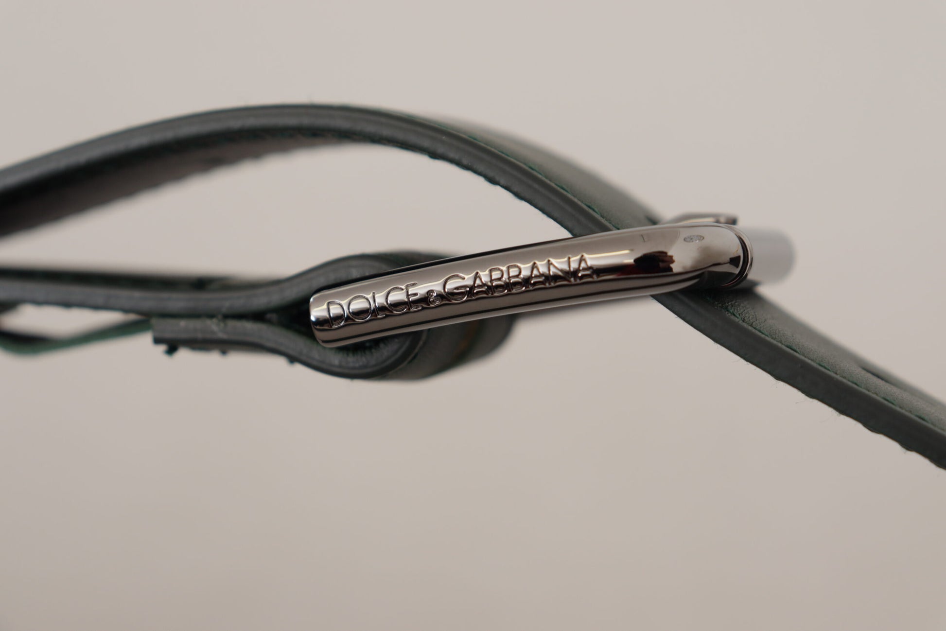 Dolce & Gabbana Army Green Leather Logo Metal Waist Buckle Belt Dolce & Gabbana