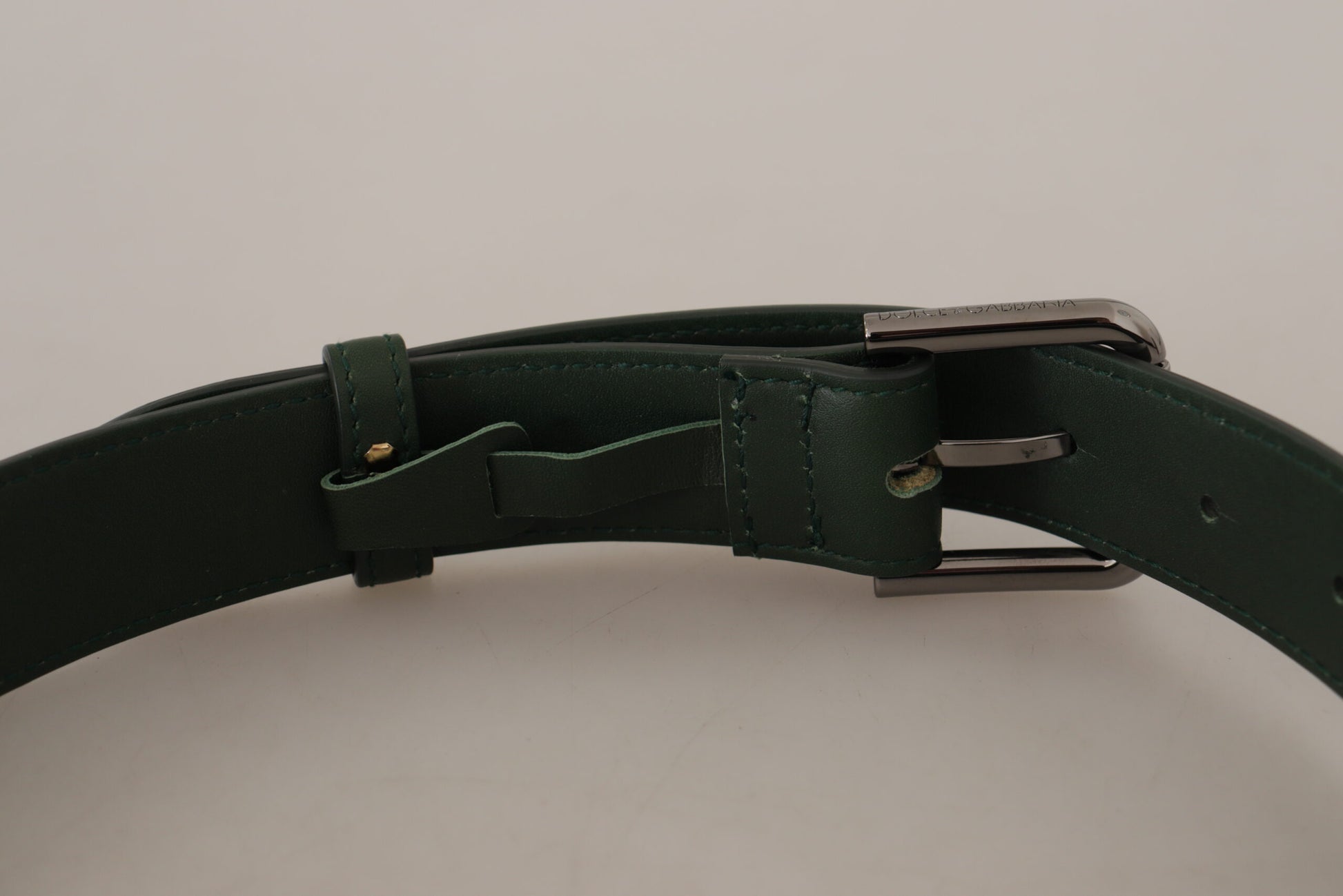 Dolce & Gabbana Army Green Leather Logo Metal Waist Buckle Belt Dolce & Gabbana