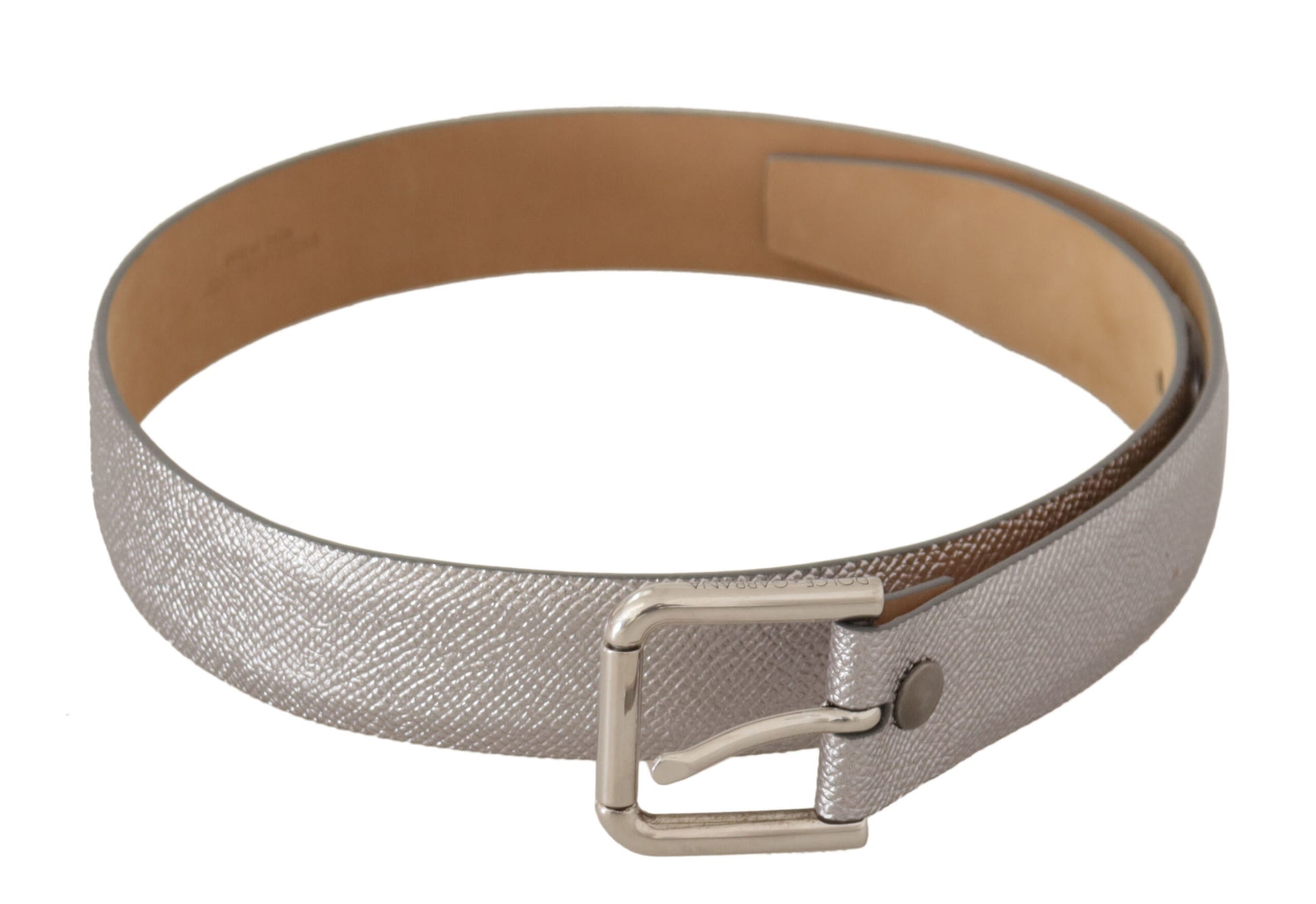 Dolce & Gabbana Metallic Silver Leather Metal Waist Buckle Belt Dolce & Gabbana