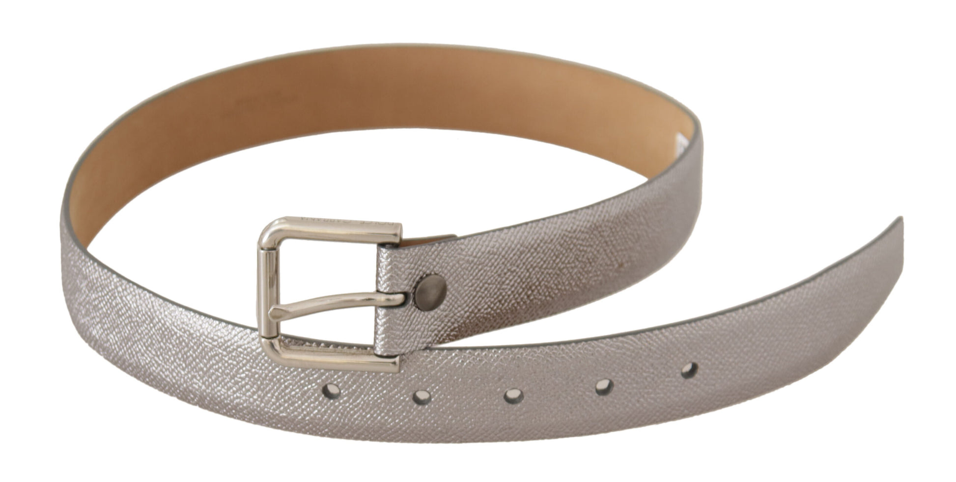 Dolce & Gabbana Metallic Silver Leather Metal Waist Buckle Belt Dolce & Gabbana
