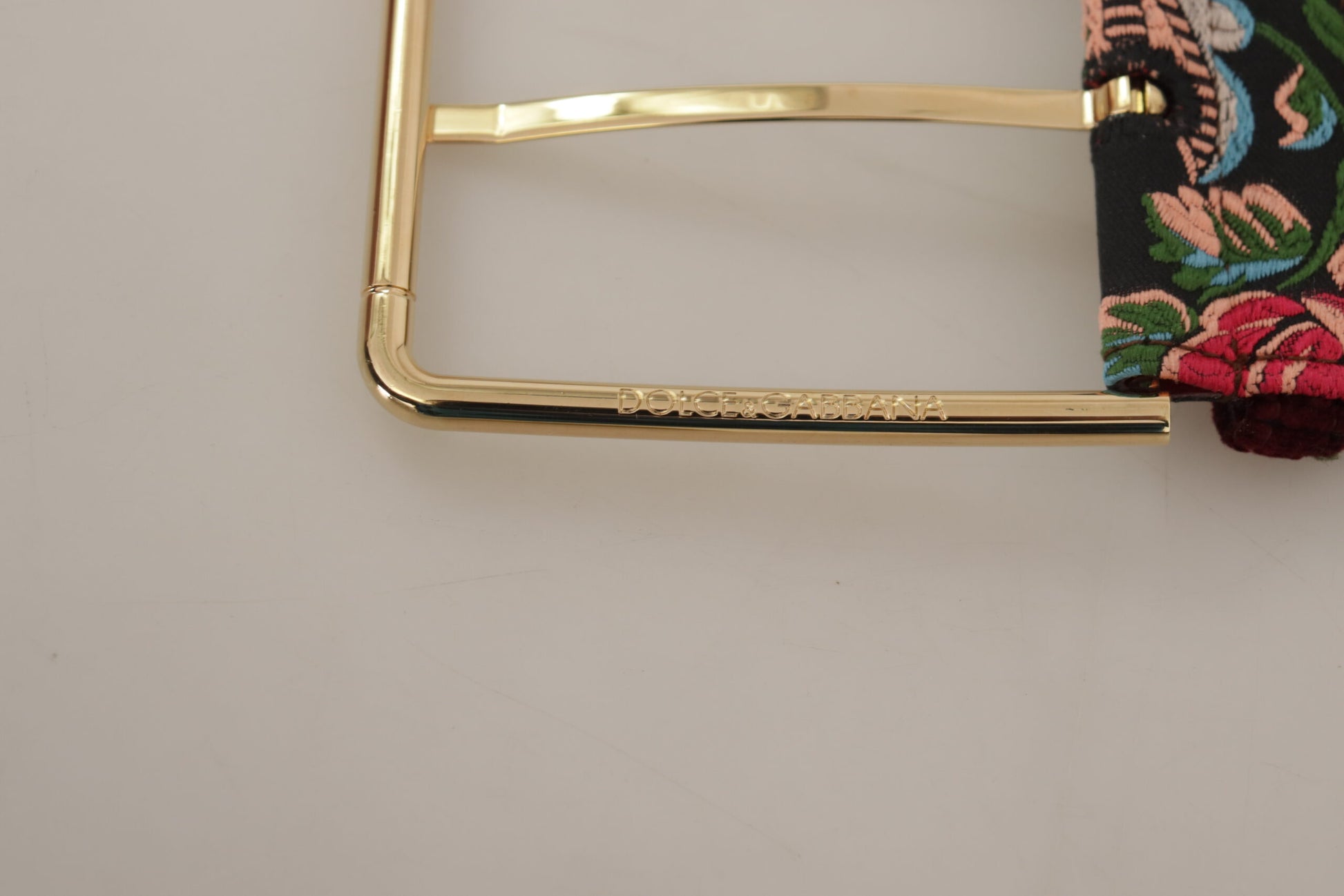 Dolce & Gabbana Red Embroidered Leather Gold Logo Metal Buckle Belt Dolce & Gabbana