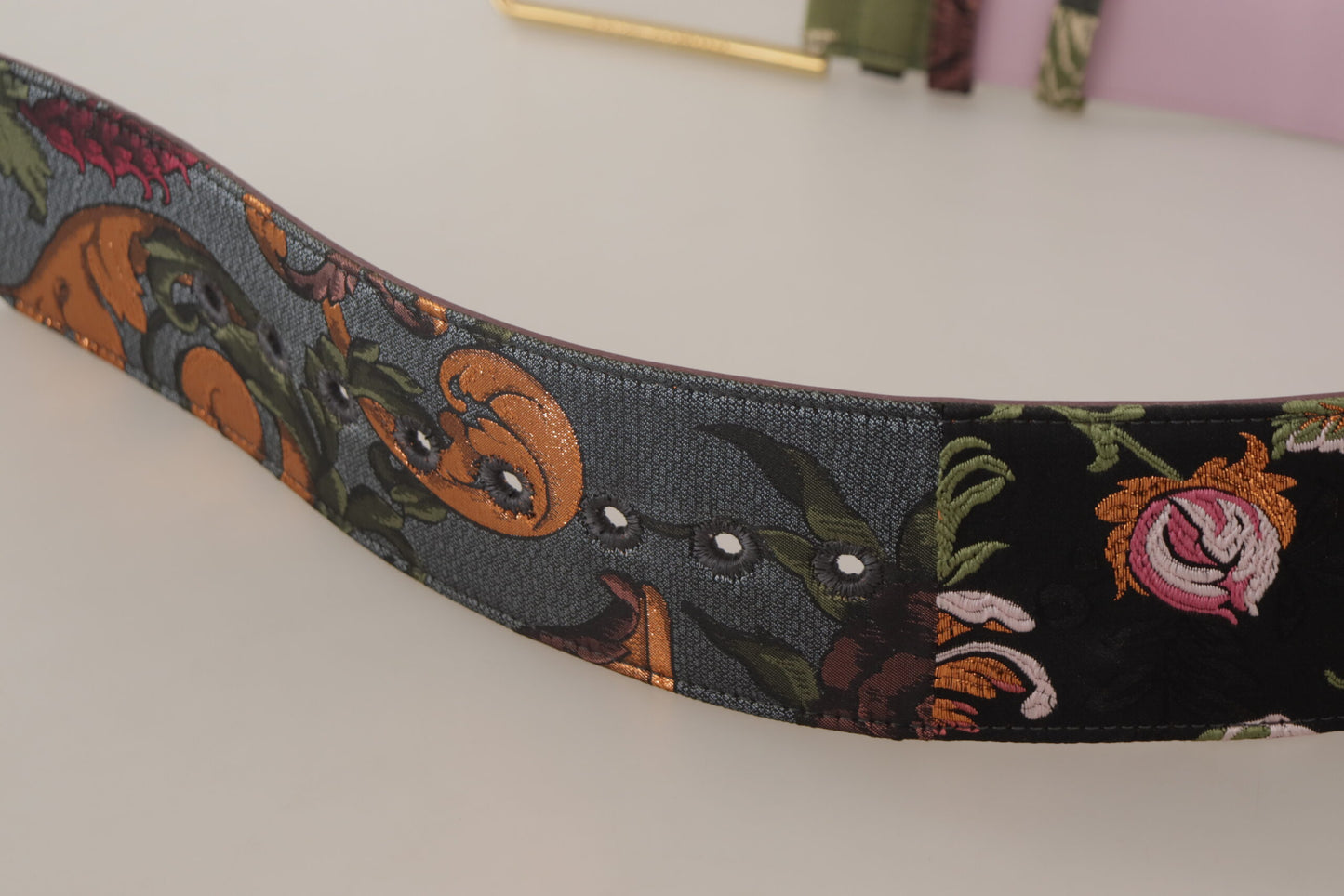 Dolce & Gabbana Multicolor Leather Embroidered Gold Metal Buckle Belt Dolce & Gabbana