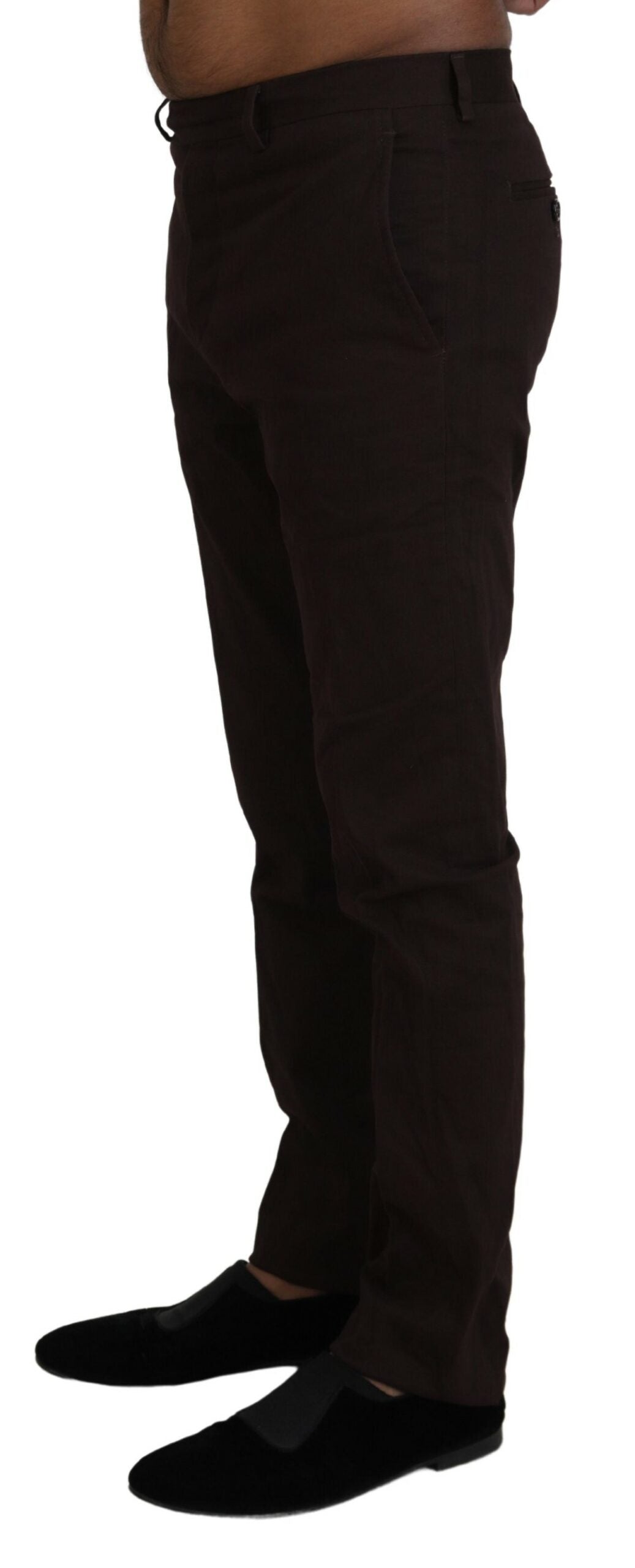 BENCIVENGA Brown Cotton Tapered Formal Men Pants BENCIVENGA