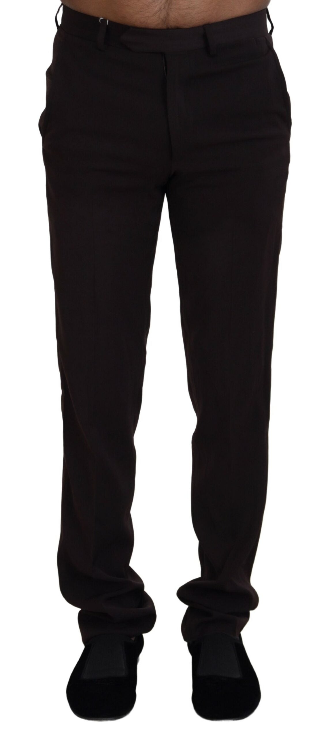 BENCIVENGA Brown Straight Fit Formal Men Pants BENCIVENGA