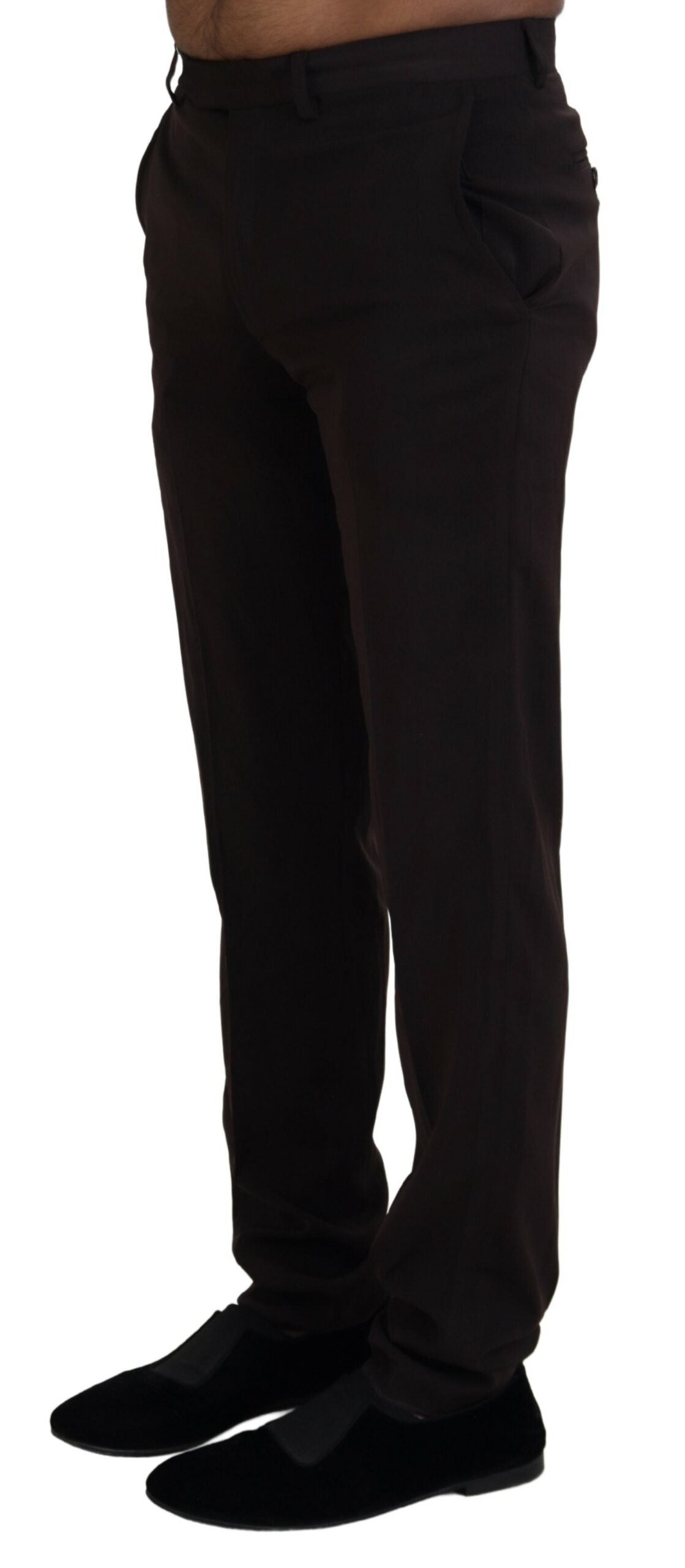 BENCIVENGA Brown Straight Fit Formal Men Pants BENCIVENGA
