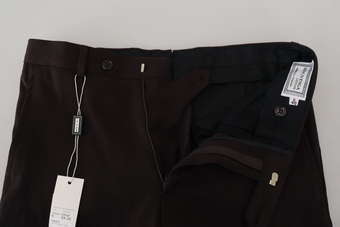 BENCIVENGA Brown Straight Fit Formal Men Pants BENCIVENGA