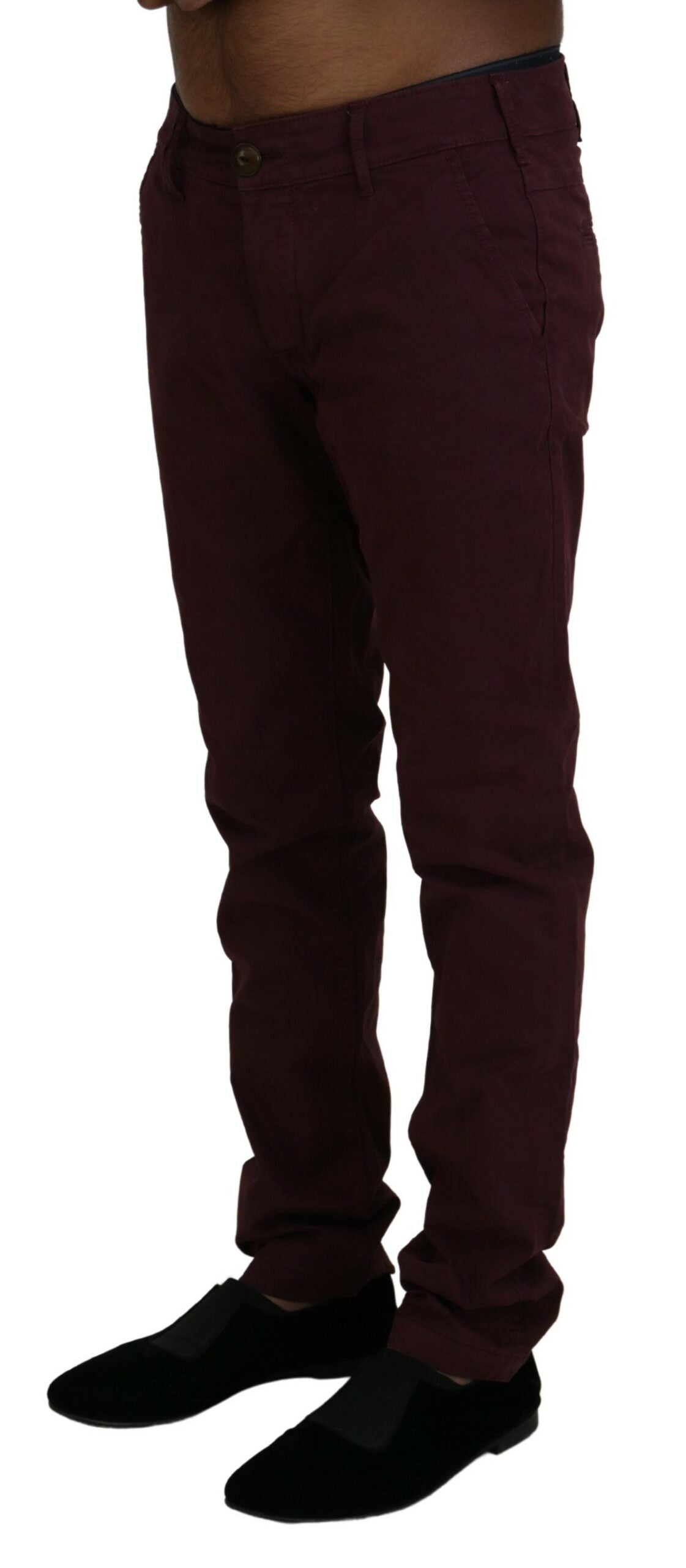 CYCLE Maroon Cotton Stretch Skinny Casual Men Pants CYCLE