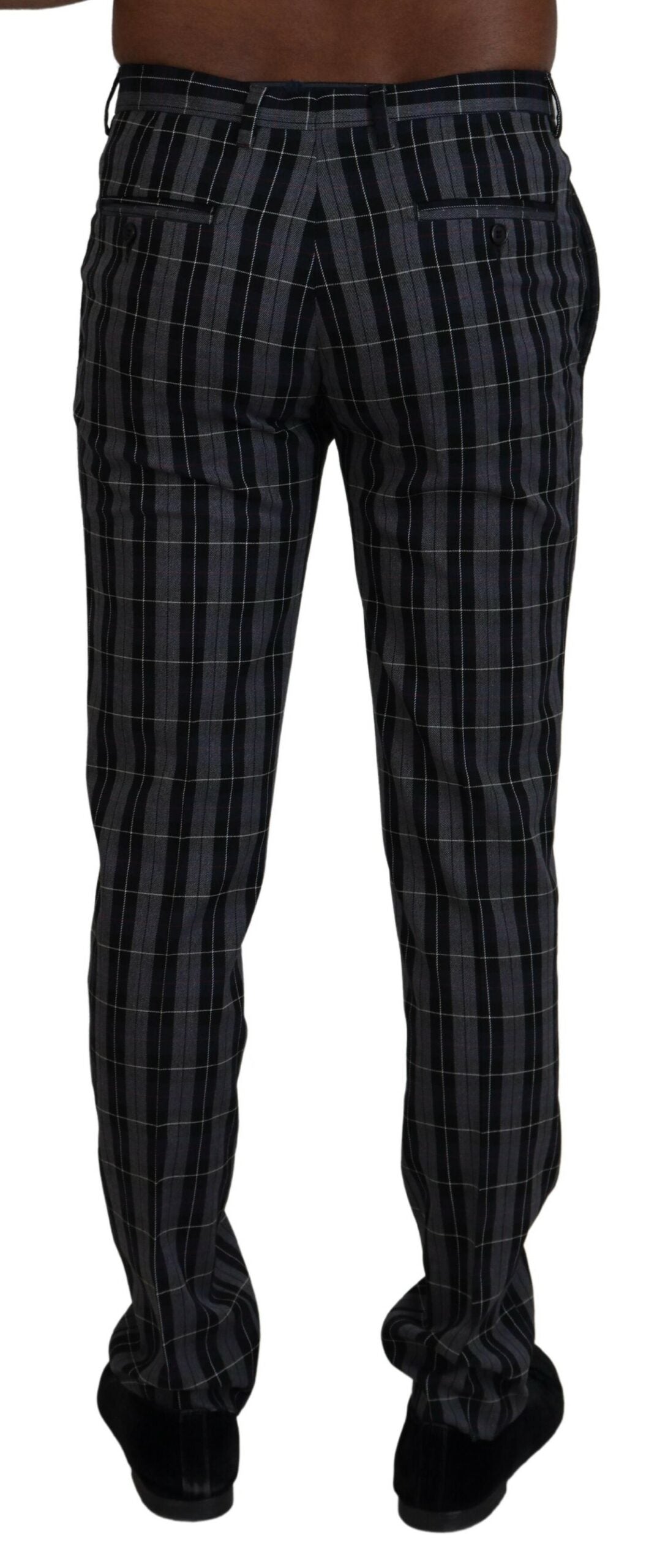 BENCIVENGA Gray Checkered Slim Fit Men Pants BENCIVENGA