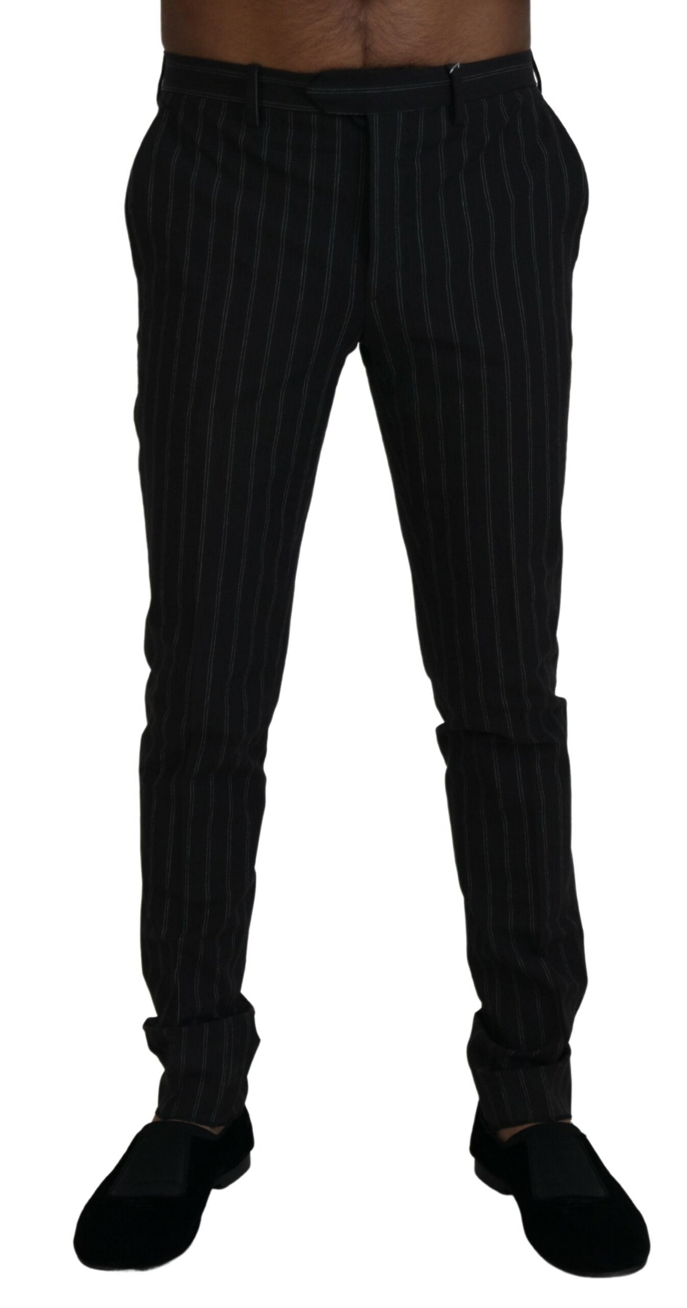 BENCIVENGA Black Stripes Viscose Dress Pants BENCIVENGA