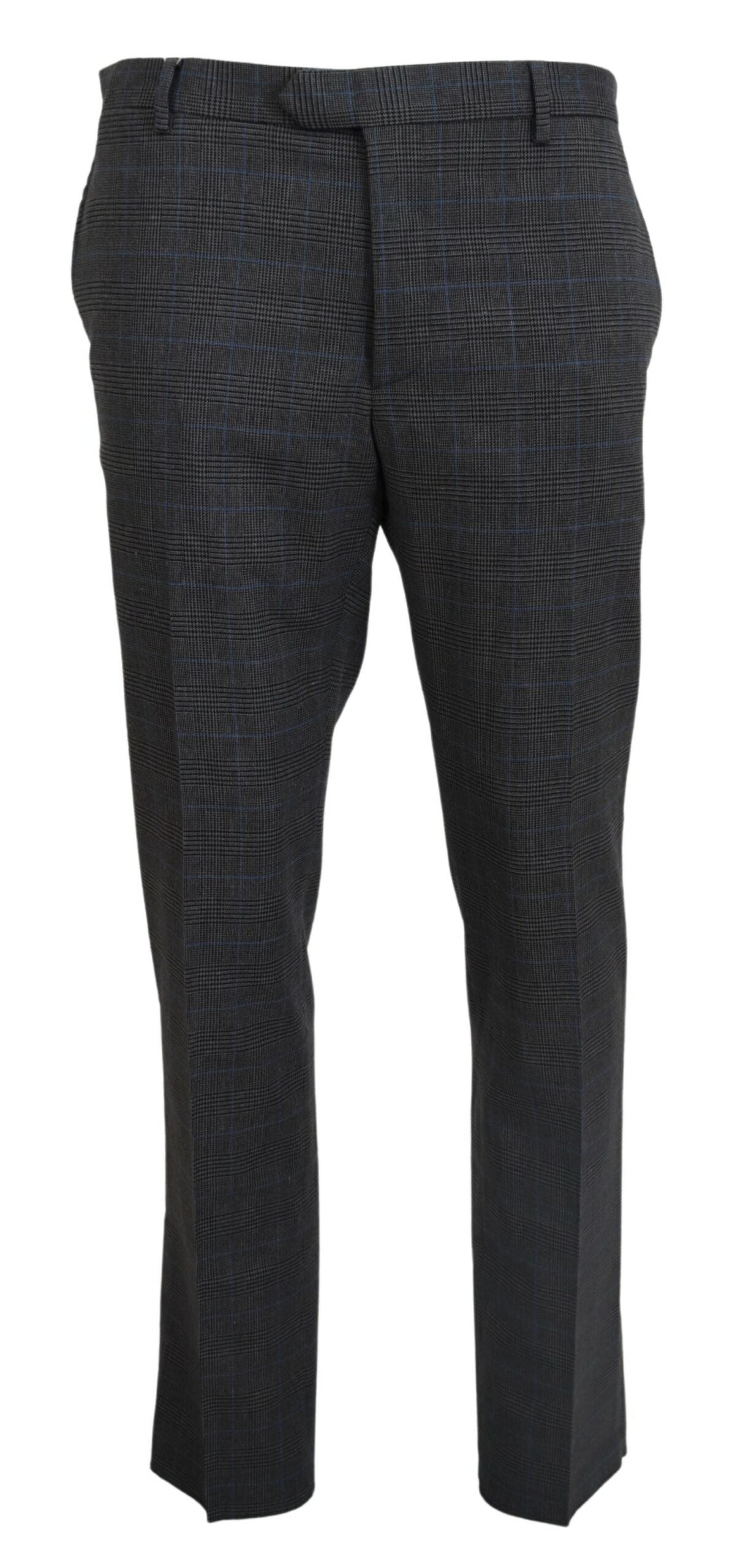 BENCIVENGA Gray Checkered Wool Dress Formal Pants BENCIVENGA