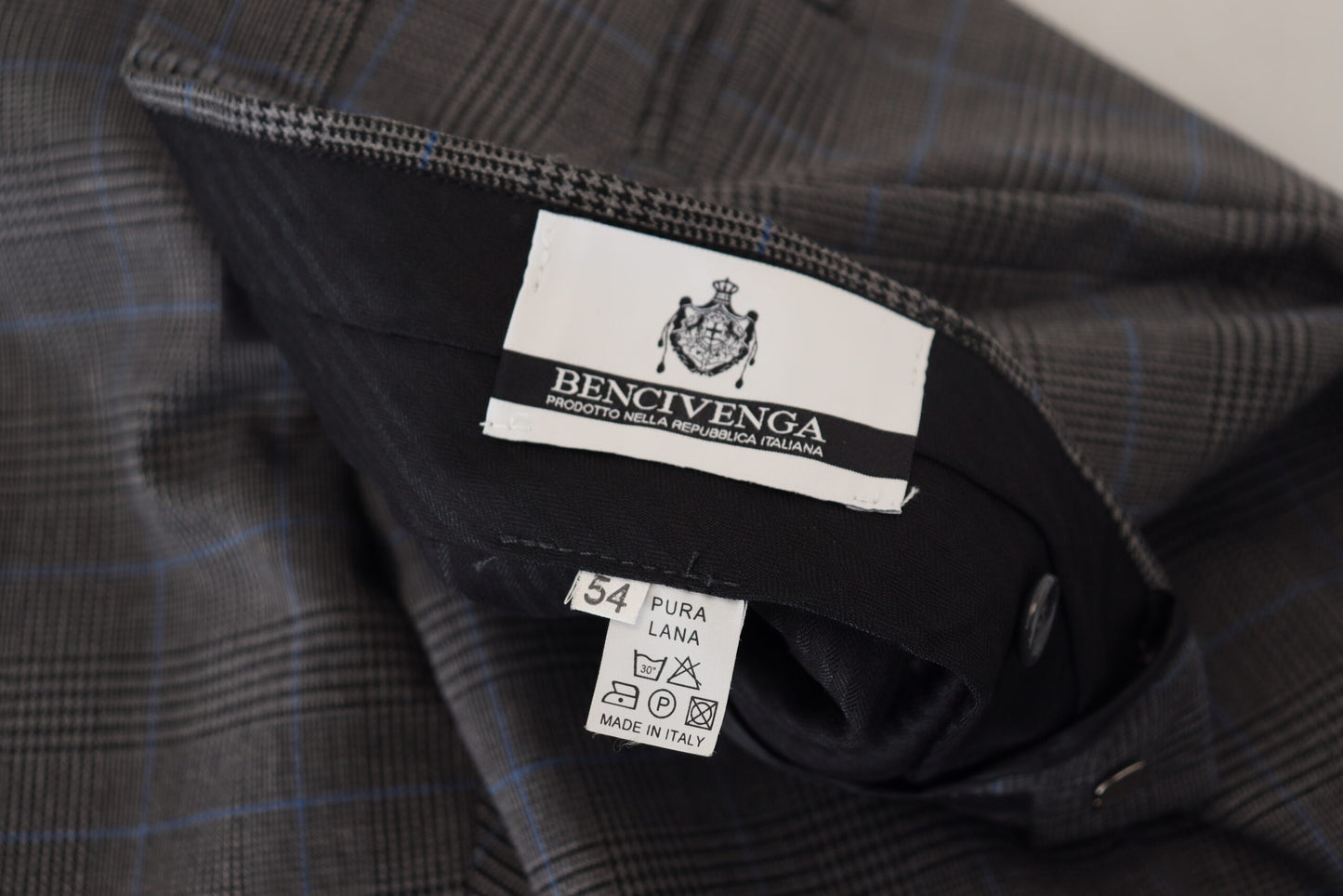 BENCIVENGA Gray Checkered Wool Dress Formal Pants BENCIVENGA