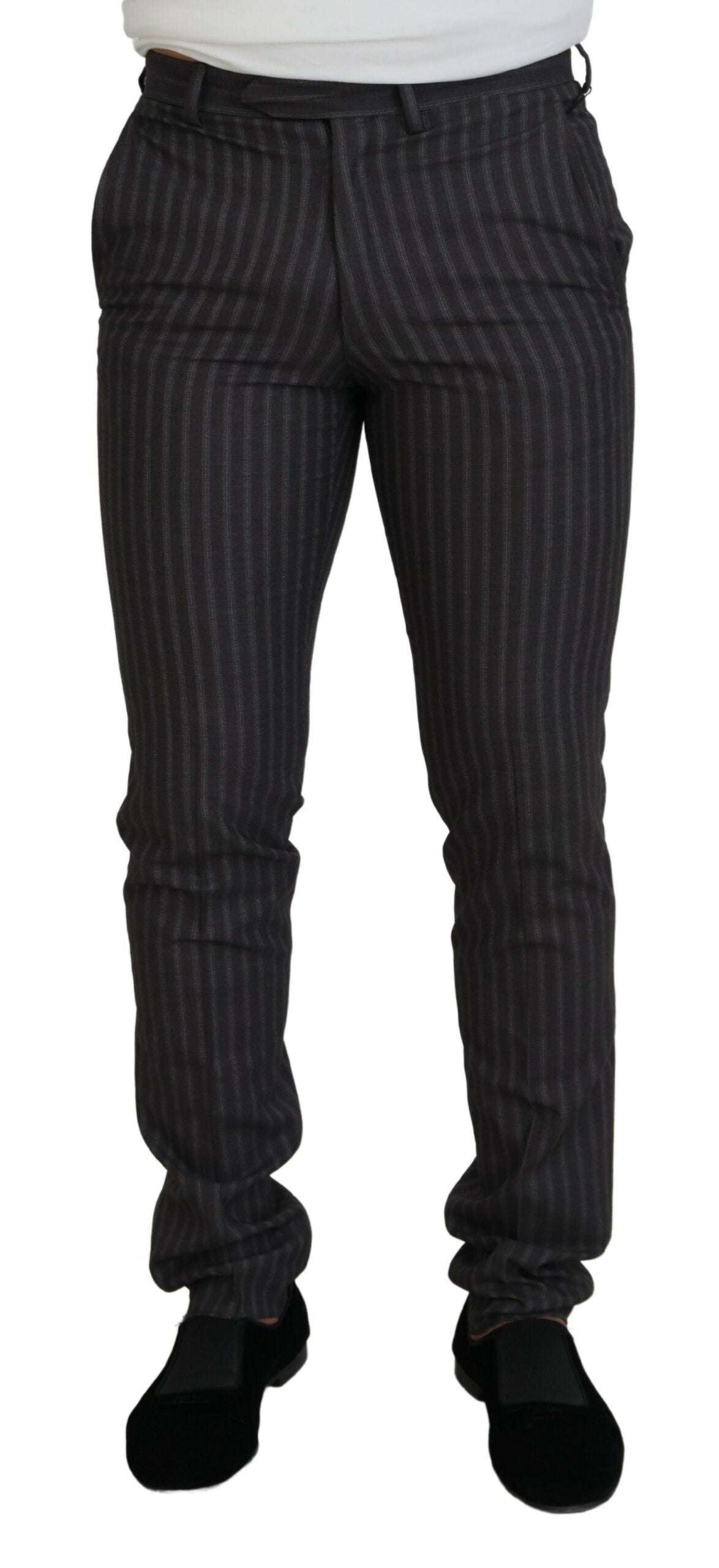 BENCIVENGA Brown Stripes Slim Fit Men Pants BENCIVENGA