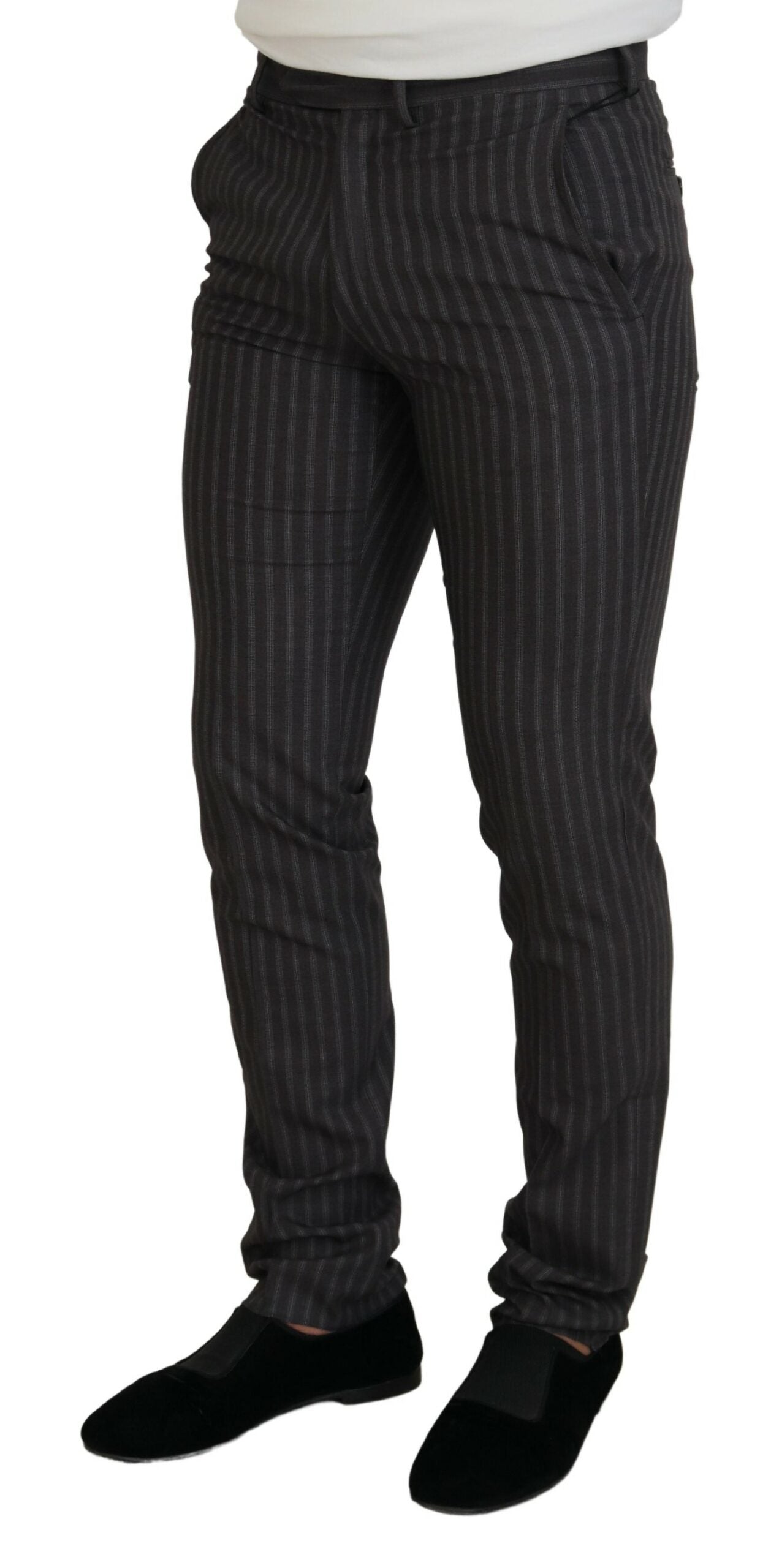 BENCIVENGA Brown Stripes Slim Fit Men Pants BENCIVENGA