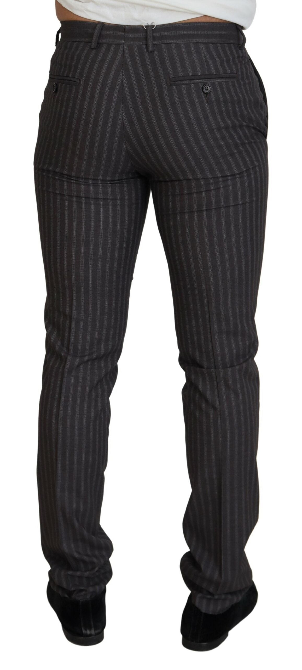 BENCIVENGA Brown Stripes Slim Fit Men Pants BENCIVENGA