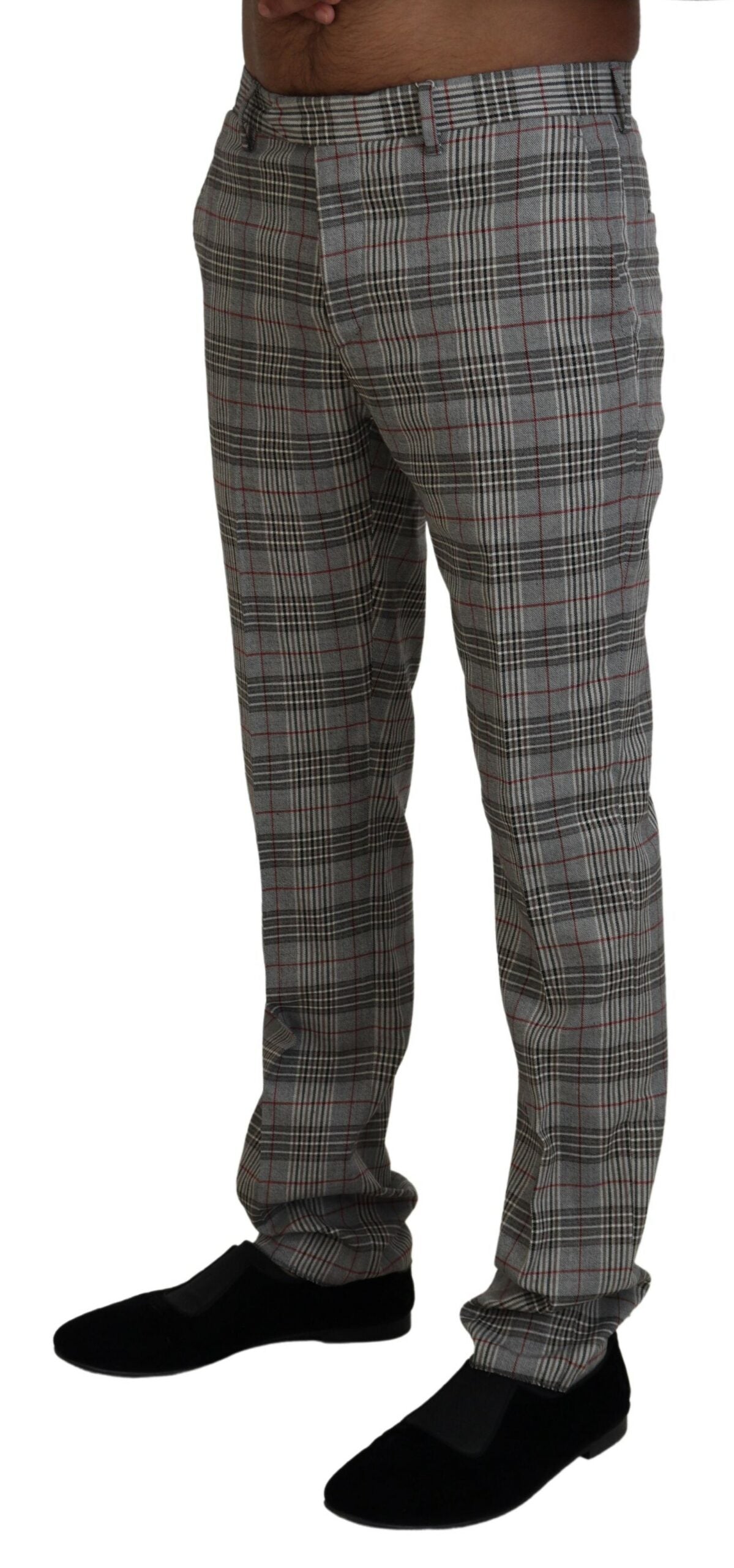 BENCIVENGA Gray Checkered Skinny Men Pants BENCIVENGA