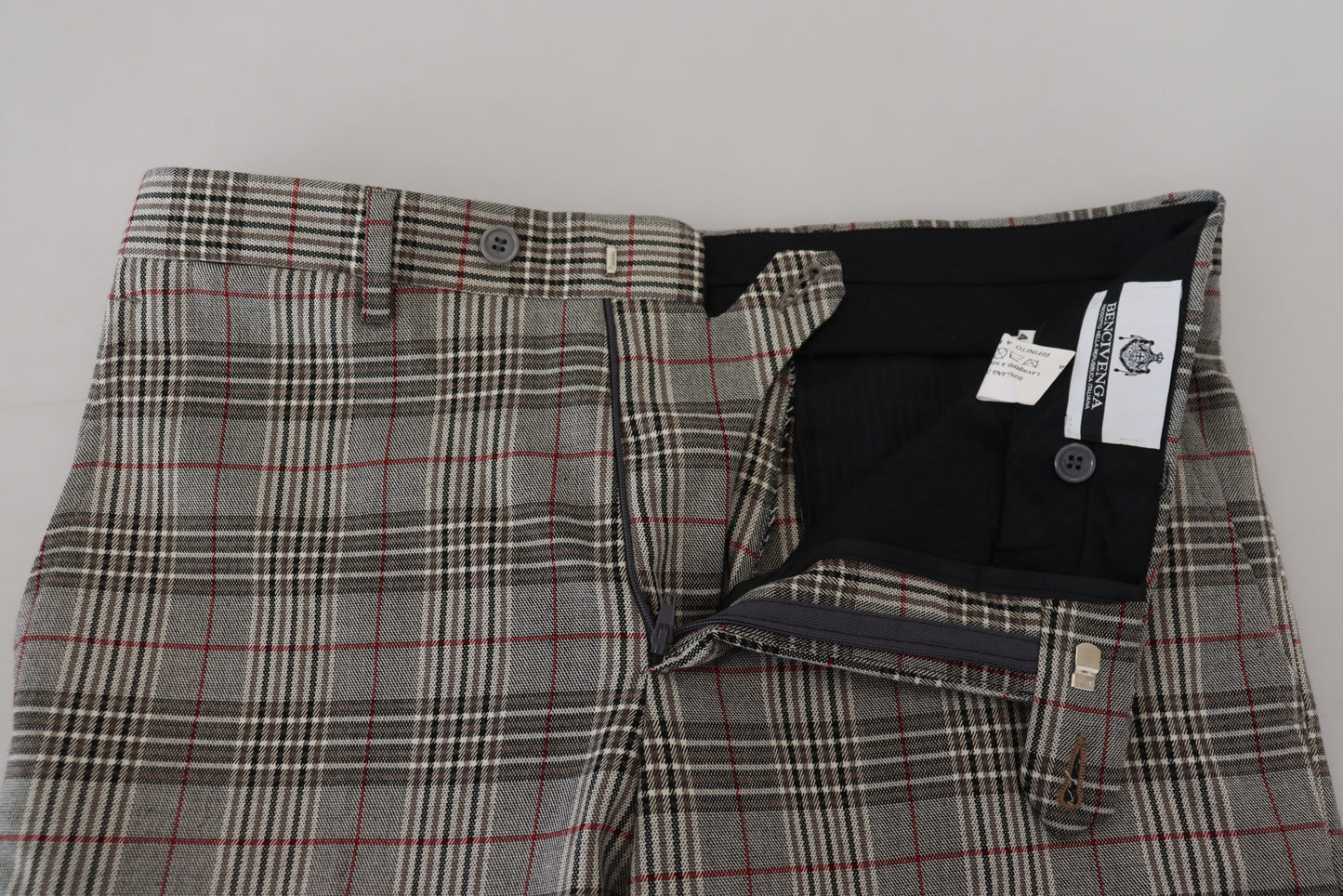 BENCIVENGA Gray Checkered Skinny Men Pants BENCIVENGA