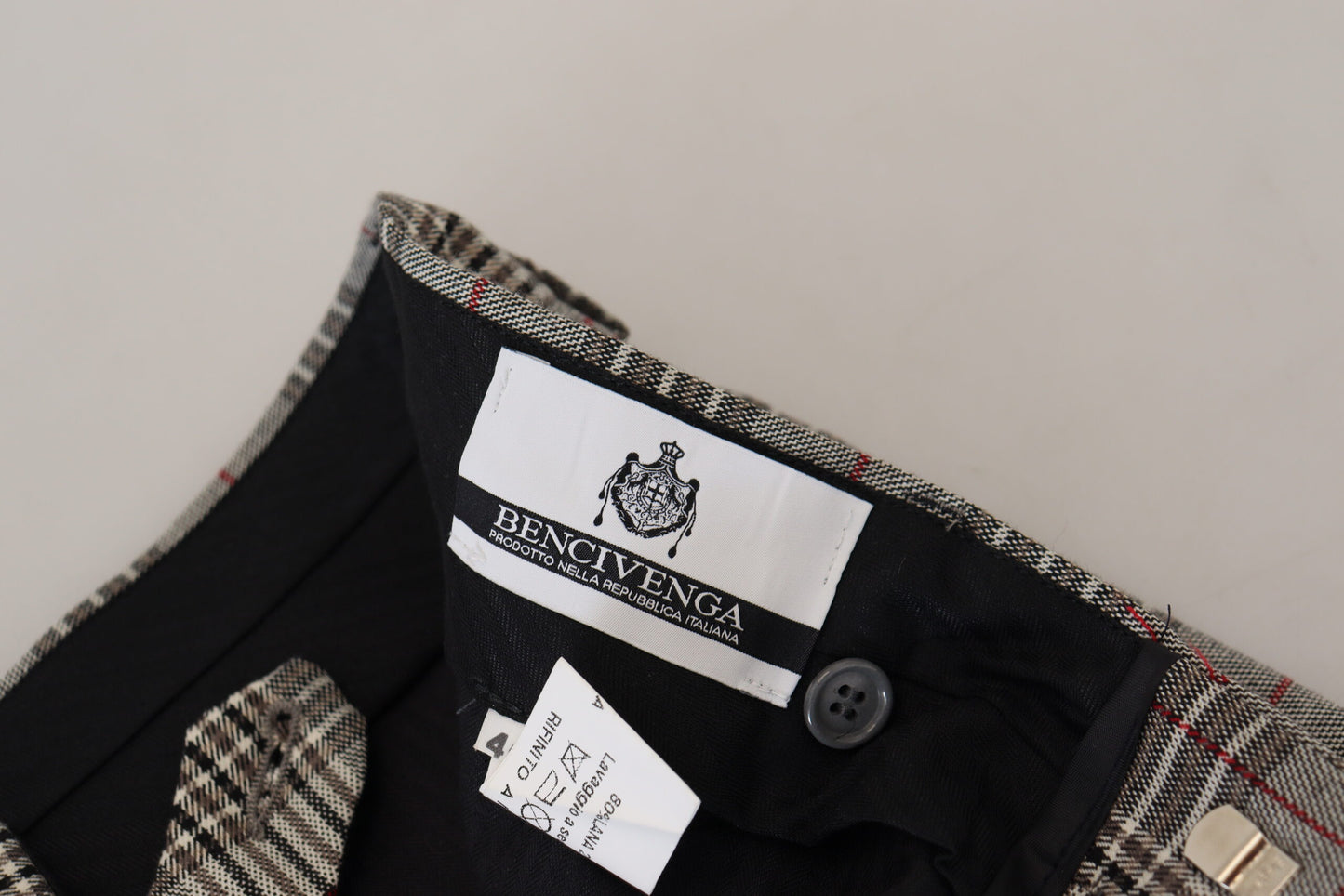 BENCIVENGA Gray Checkered Skinny Men Pants BENCIVENGA
