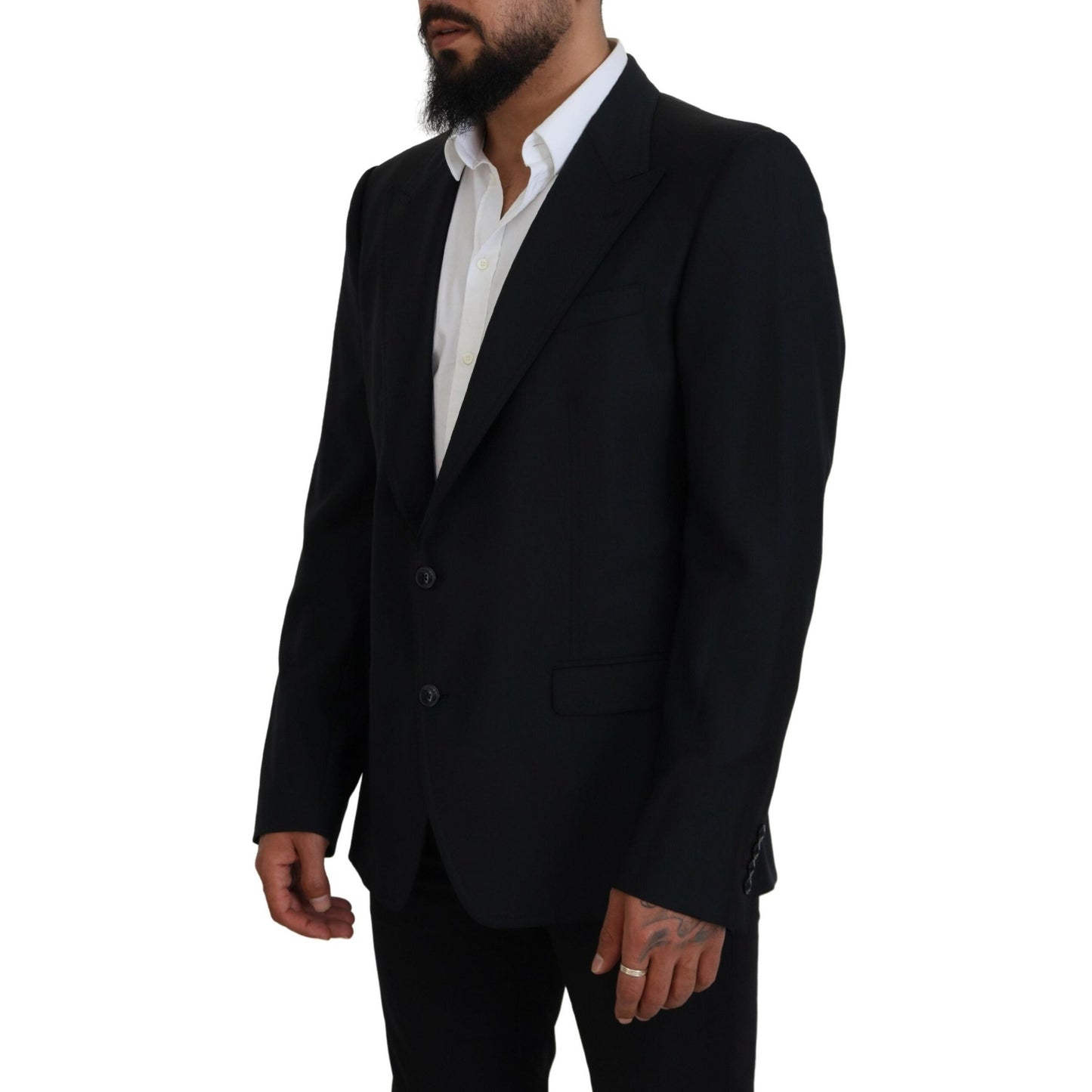 Dolce & Gabbana Dark Blue Wool Formal Sicilia Blazer Dolce & Gabbana