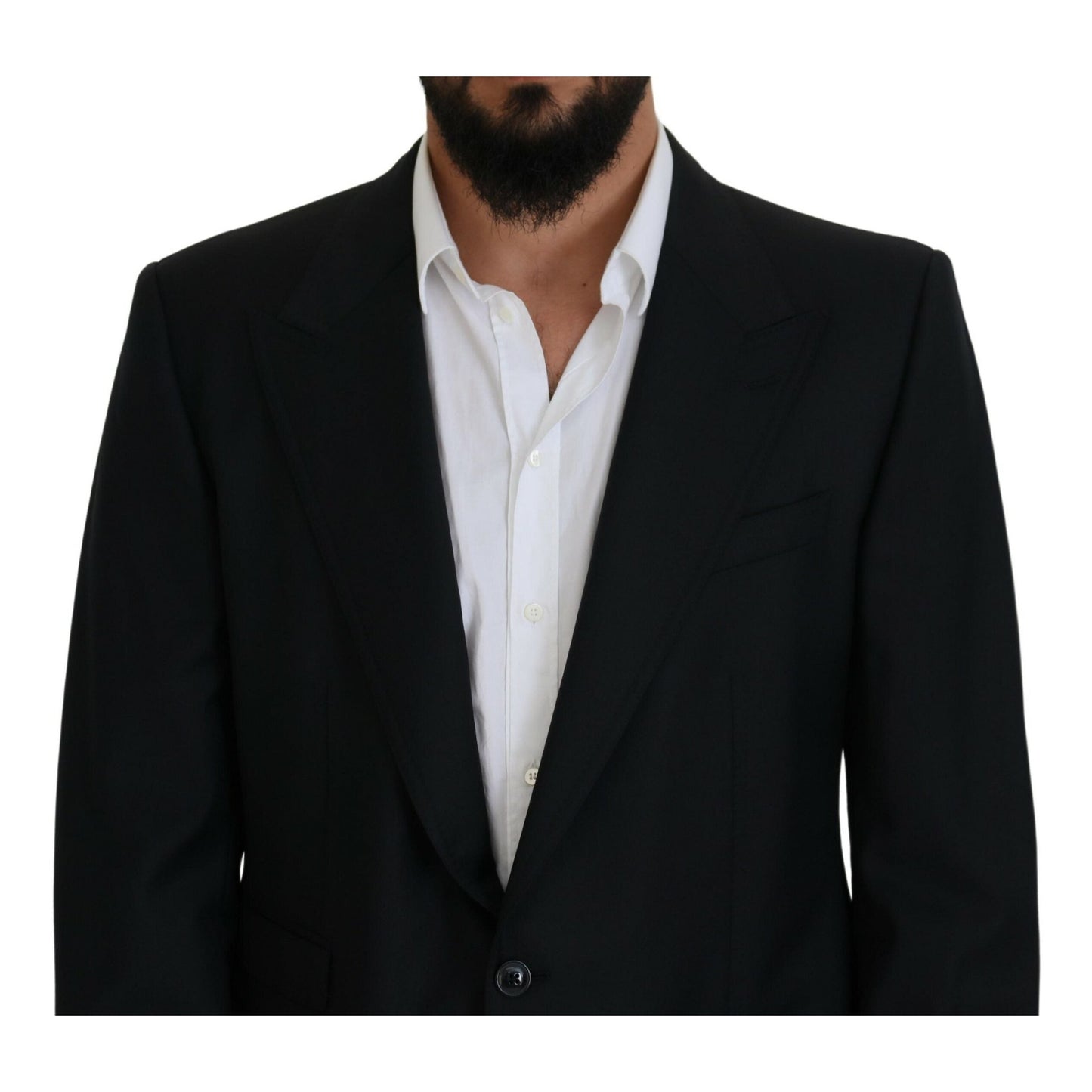 Dolce & Gabbana Dark Blue Wool Formal Sicilia Blazer Dolce & Gabbana
