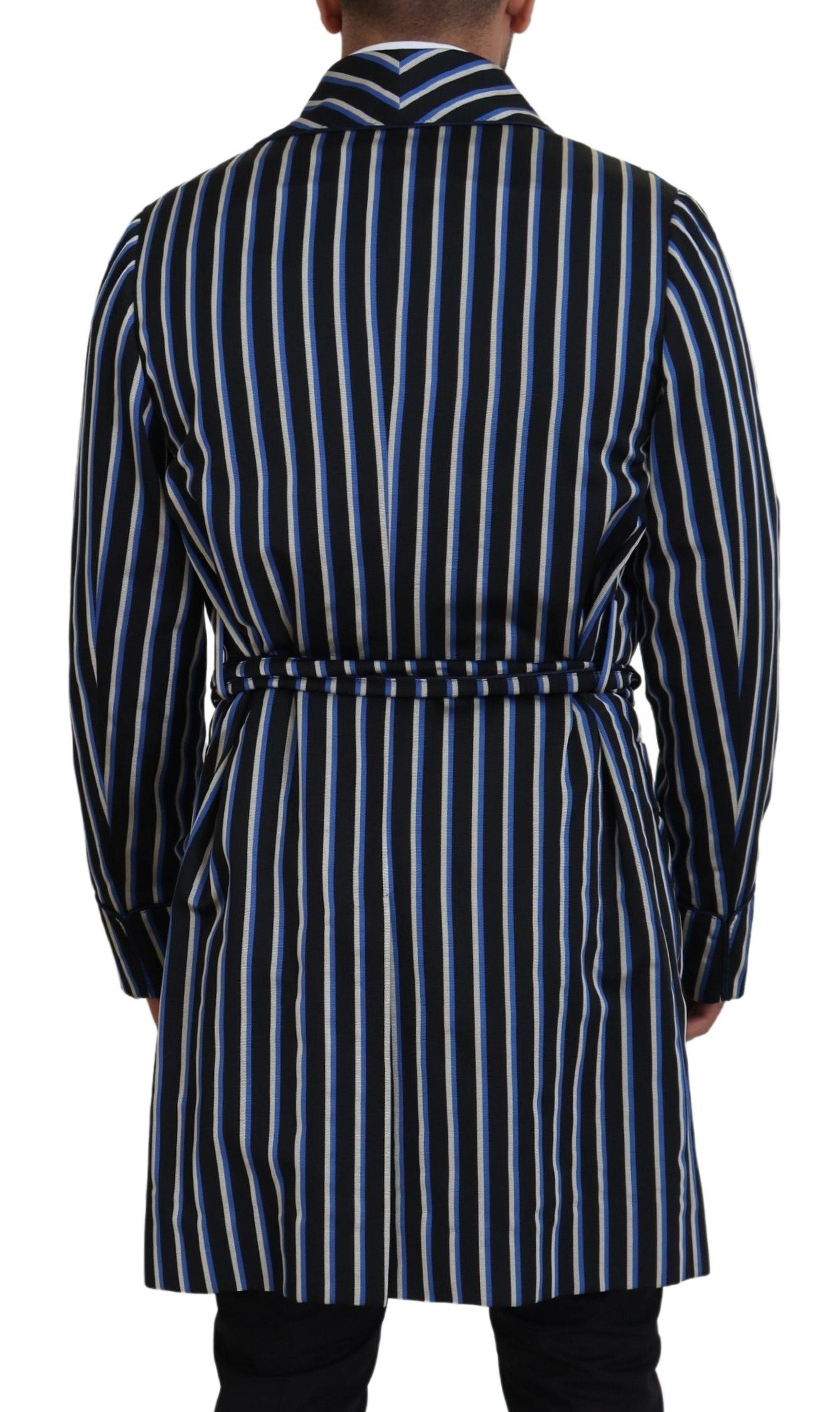 Dolce & Gabbana Black Blue Martini Printed Lining Robe Dolce & Gabbana