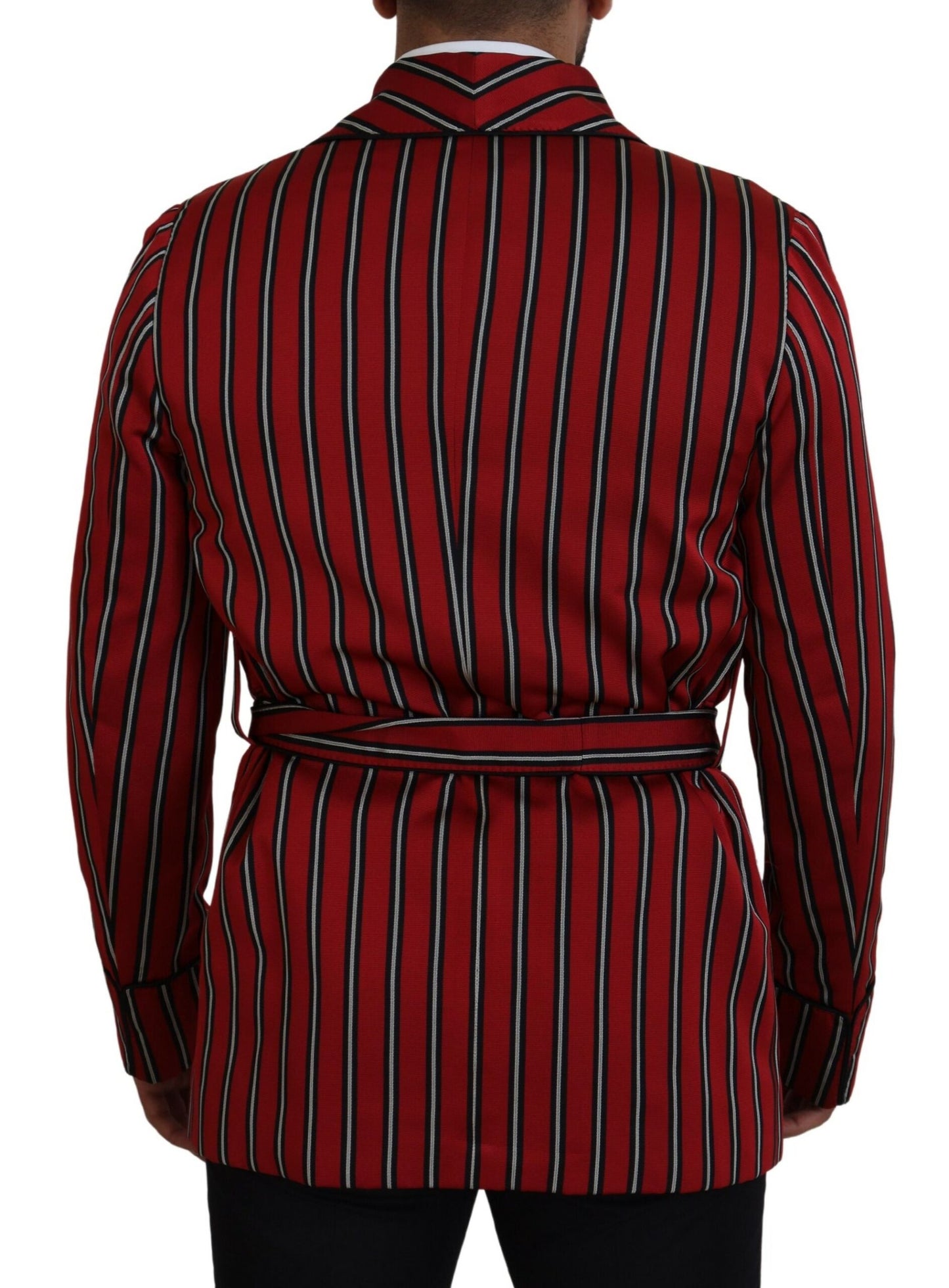 Dolce & Gabbana Red Striped Martini Printed Lining Robe Dolce & Gabbana