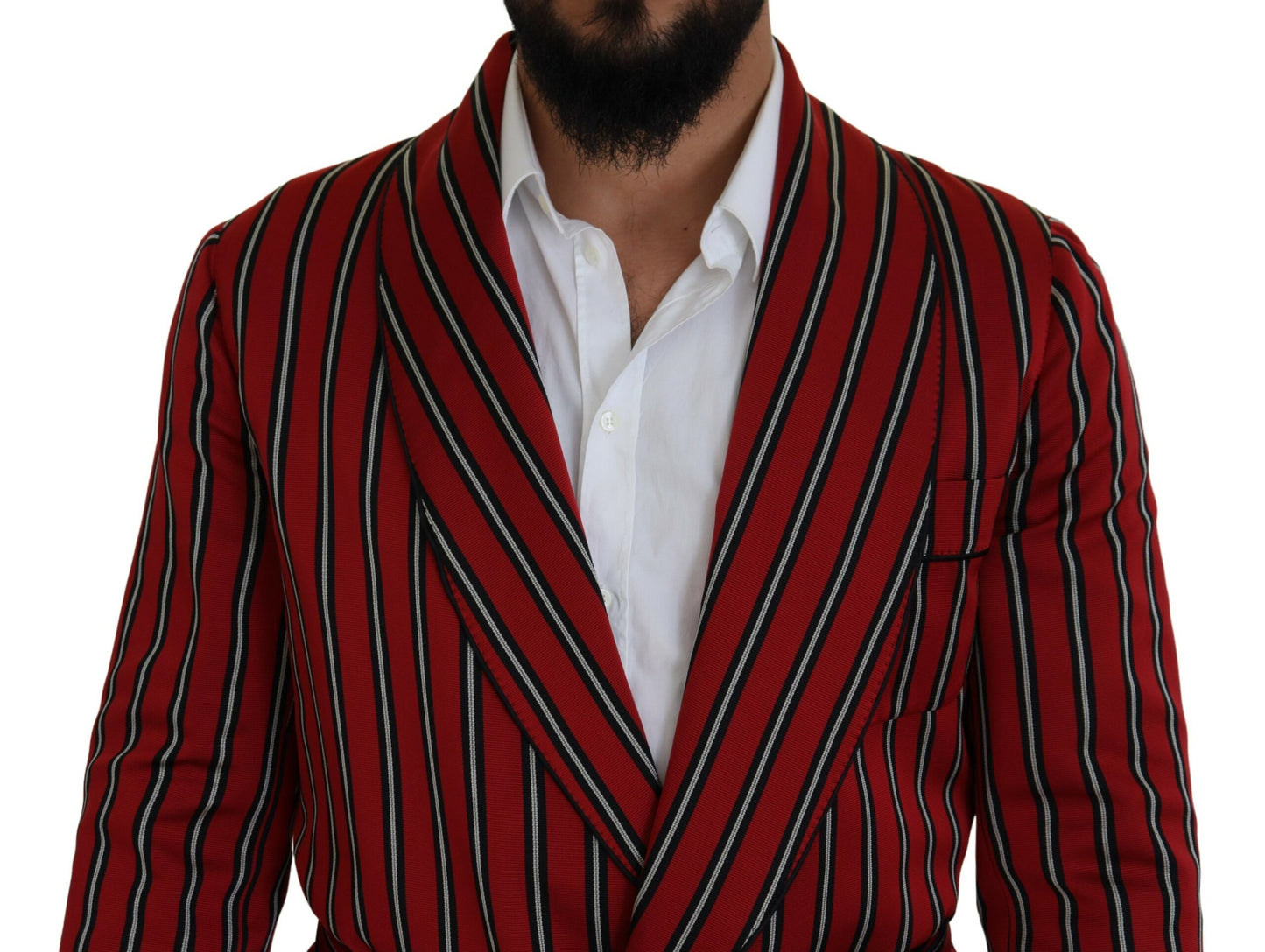 Dolce & Gabbana Red Striped Martini Printed Lining Robe Dolce & Gabbana