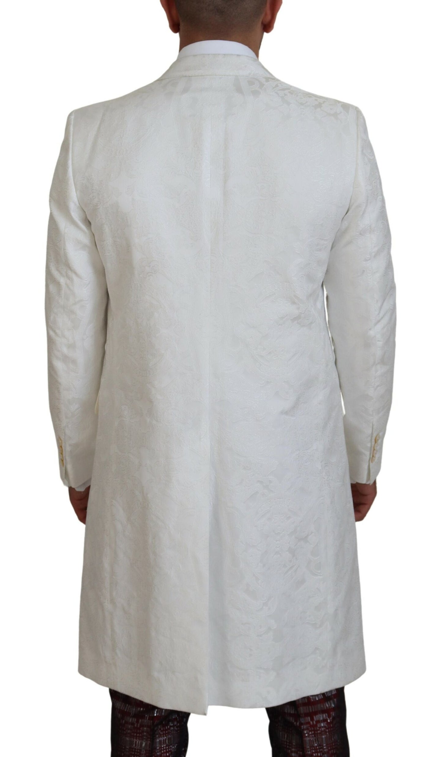 Dolce & Gabbana White Floral Brocade Trench Coat Jacket Dolce & Gabbana
