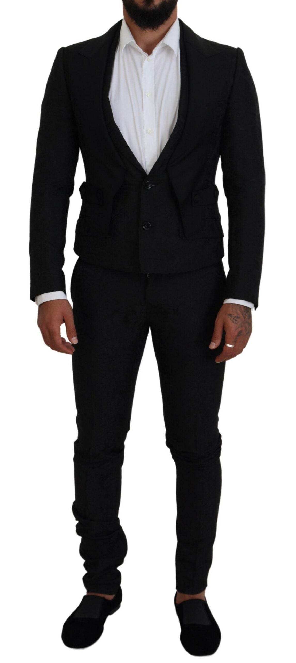 Dolce & Gabbana Black Polyester Men 2 Piece MARTINI Suit Dolce & Gabbana