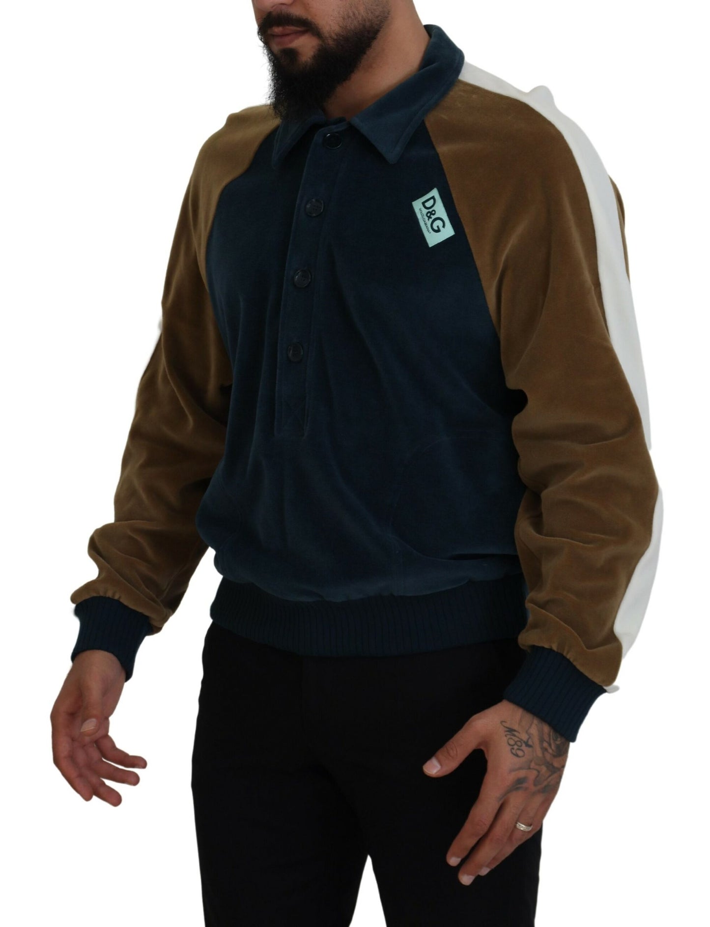 Dolce & Gabbana Multicolor Cotton Collared Pullover Sweater Dolce & Gabbana