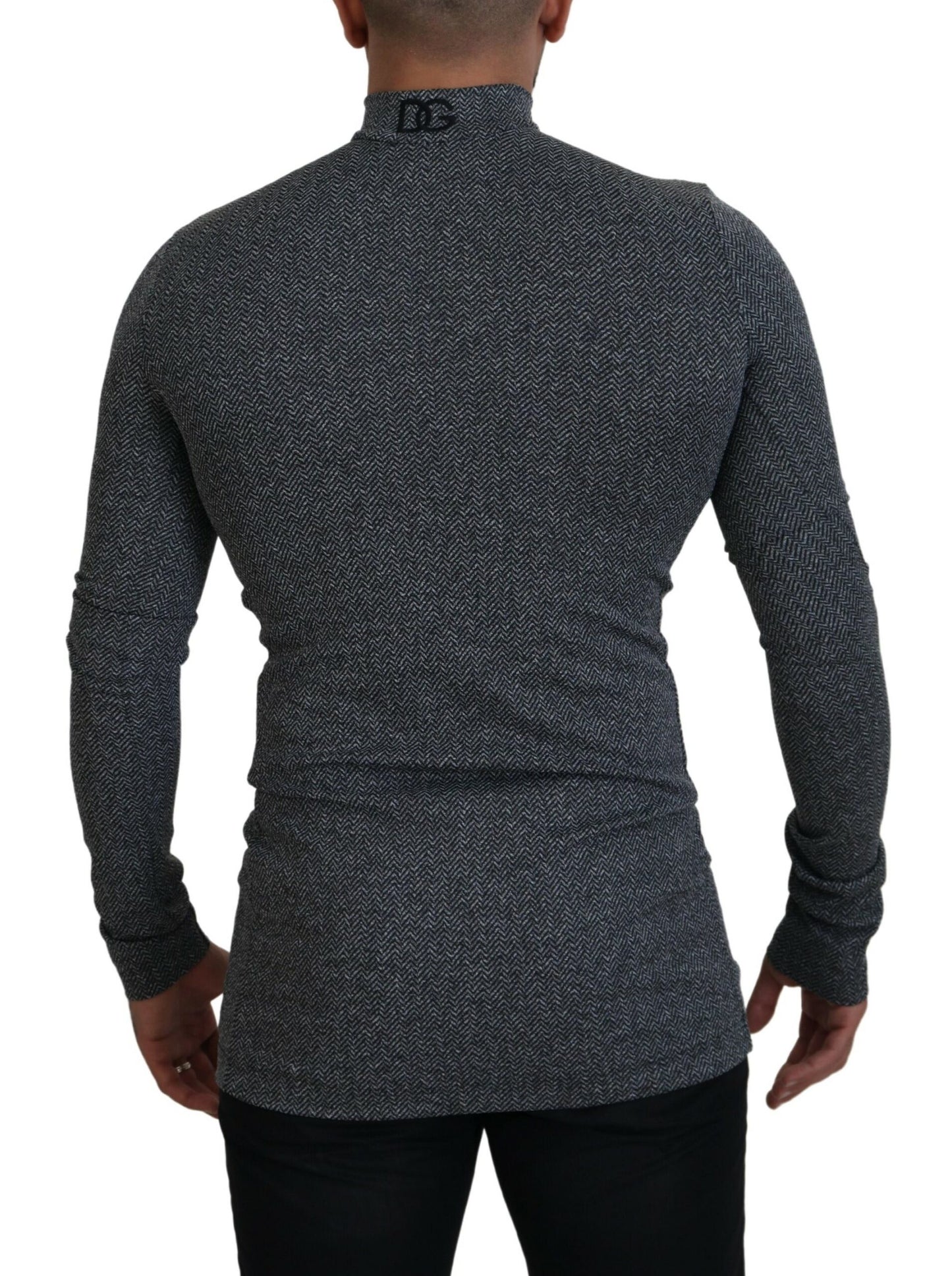Dolce & Gabbana Dark Gray Nylon Turtleneck Pullover Sweater Dolce & Gabbana