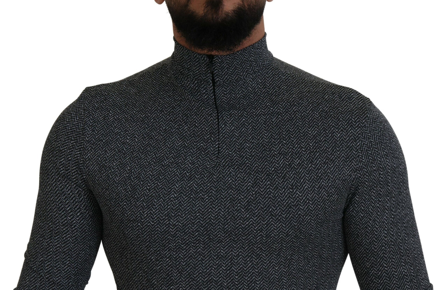 Dolce & Gabbana Dark Gray Nylon Turtleneck Pullover Sweater Dolce & Gabbana