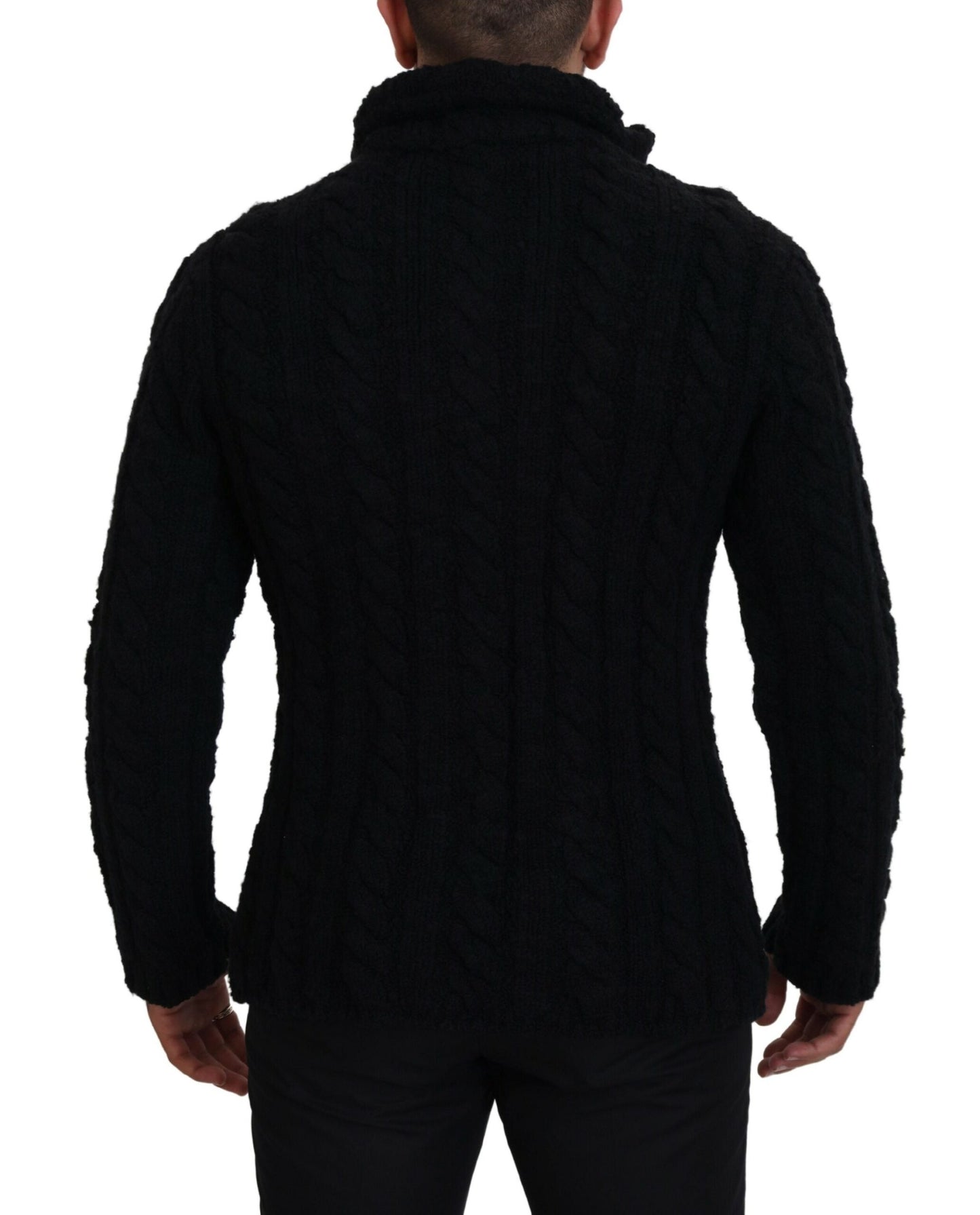 Dolce & Gabbana Black Wool Knit Button Cardigan Sweater Dolce & Gabbana